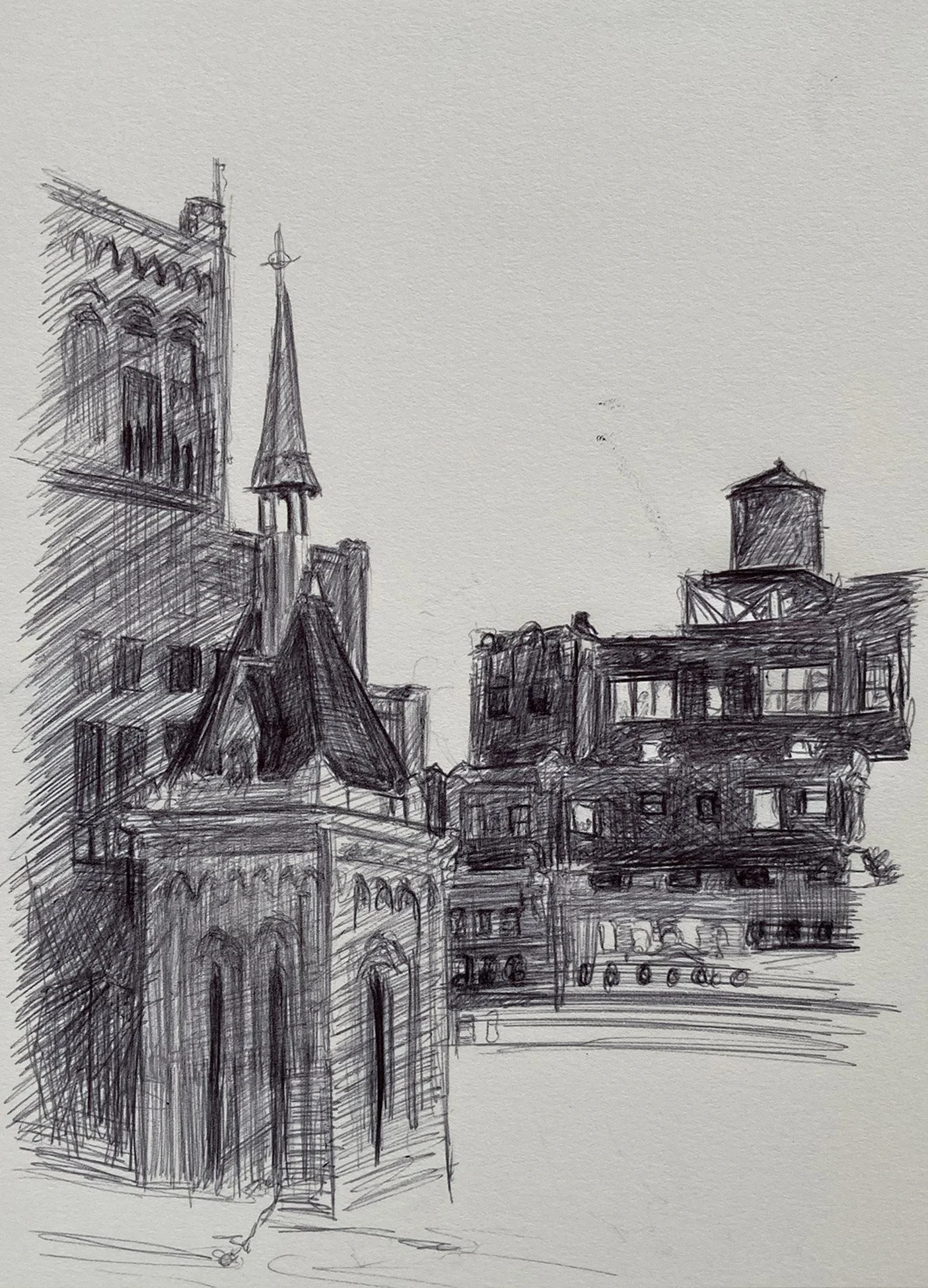 Luminous - sketch of foreground buildings