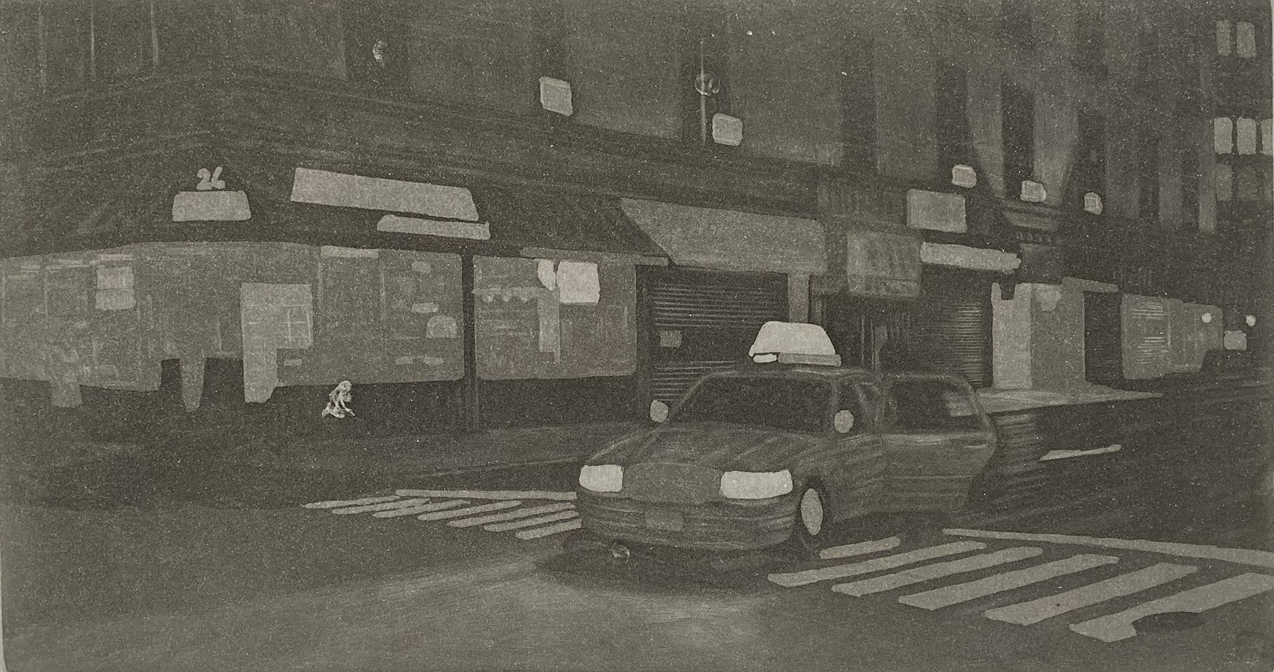After Hours - second proof of aquatint plate 