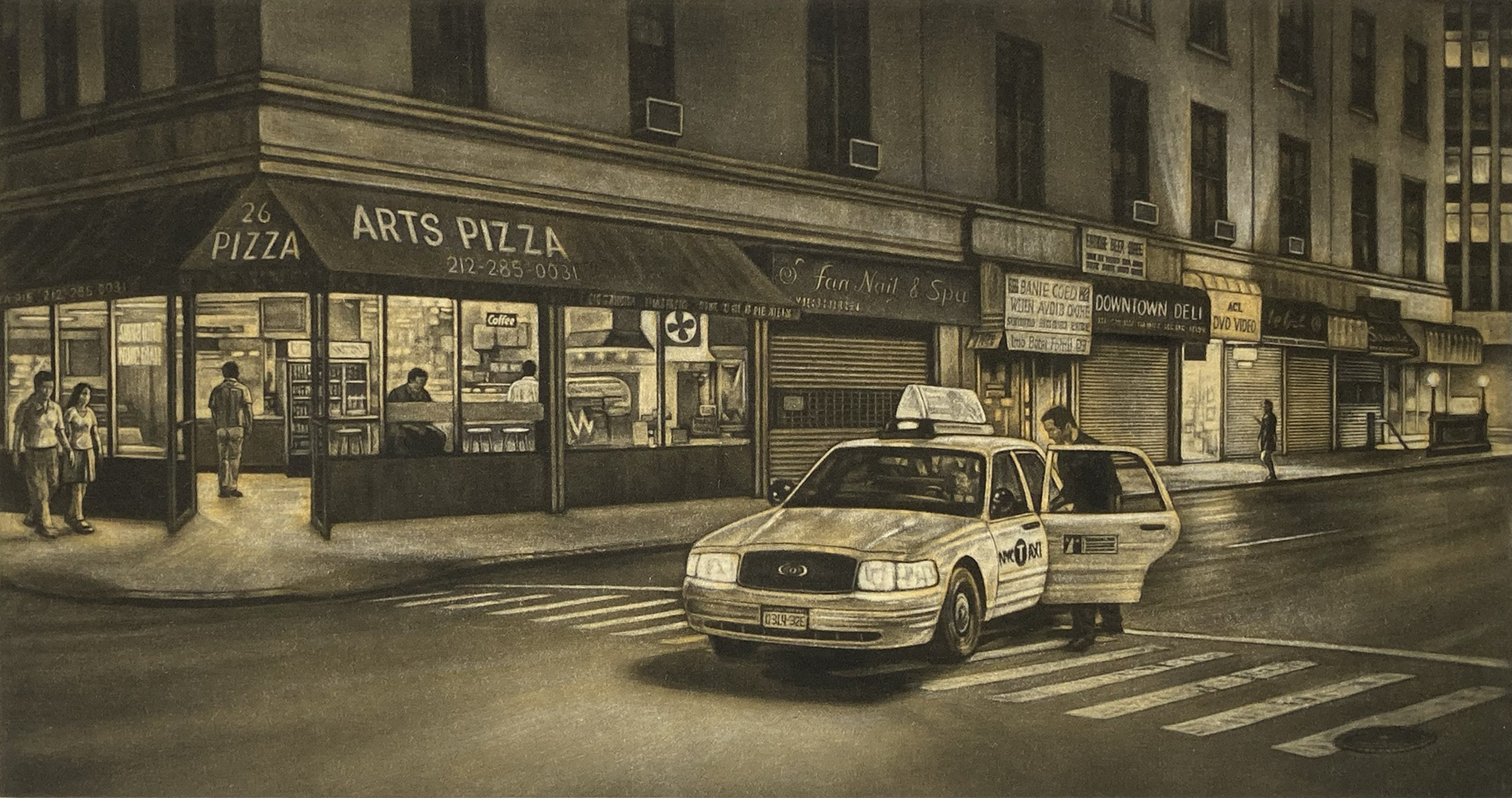 After Hours - proof of mezzotint and aquatint plate  