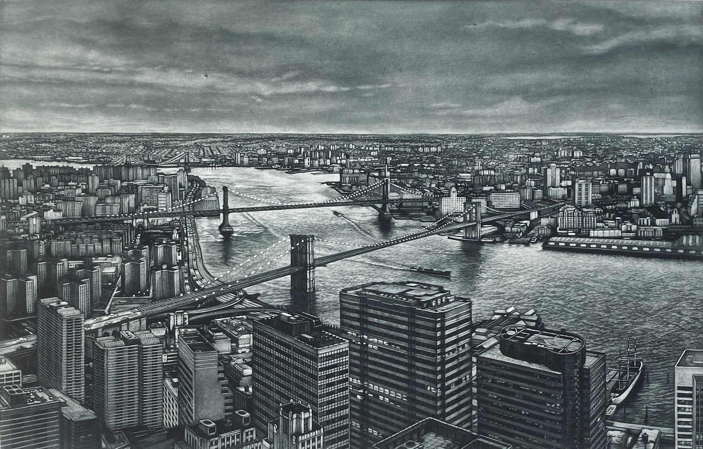 Three Bridges - mezzotint plate