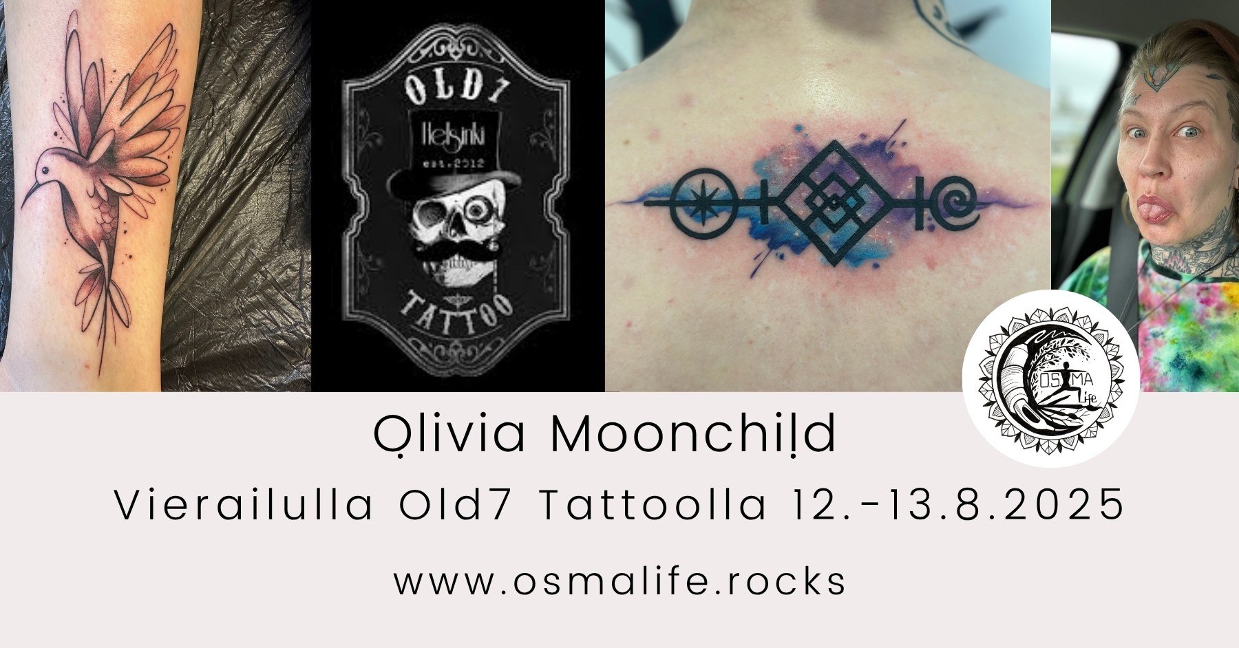 Olivia Moonchild vierailulla Old7 Tattoo Studiolla