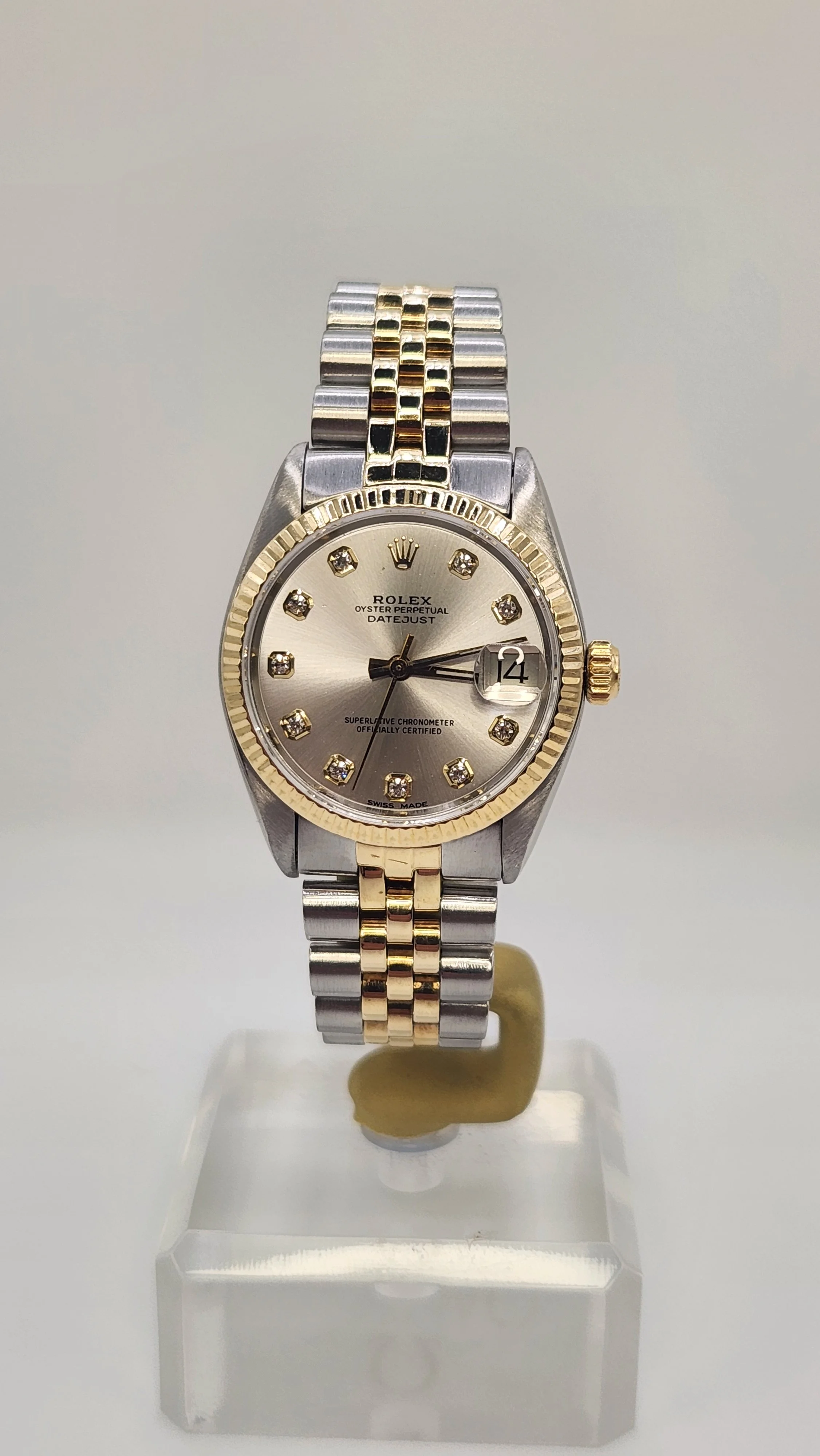 Lady's Rolex Mid-Size Datejust (Factory Diamond Dial) Automatic Watch - Box, Booklet, Hang Tag & Fully Serviced