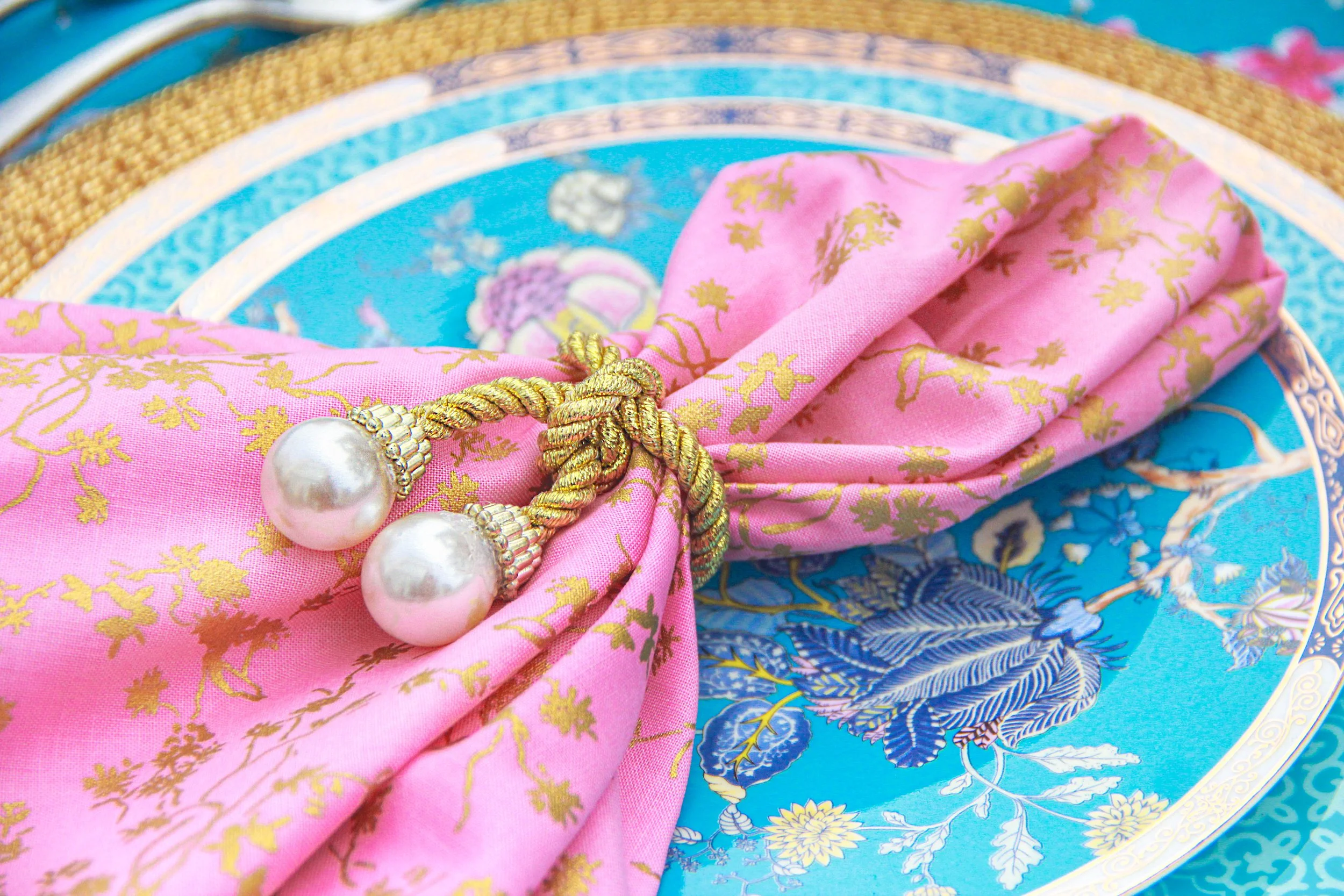 Rosette Gold Small Floral Napkins