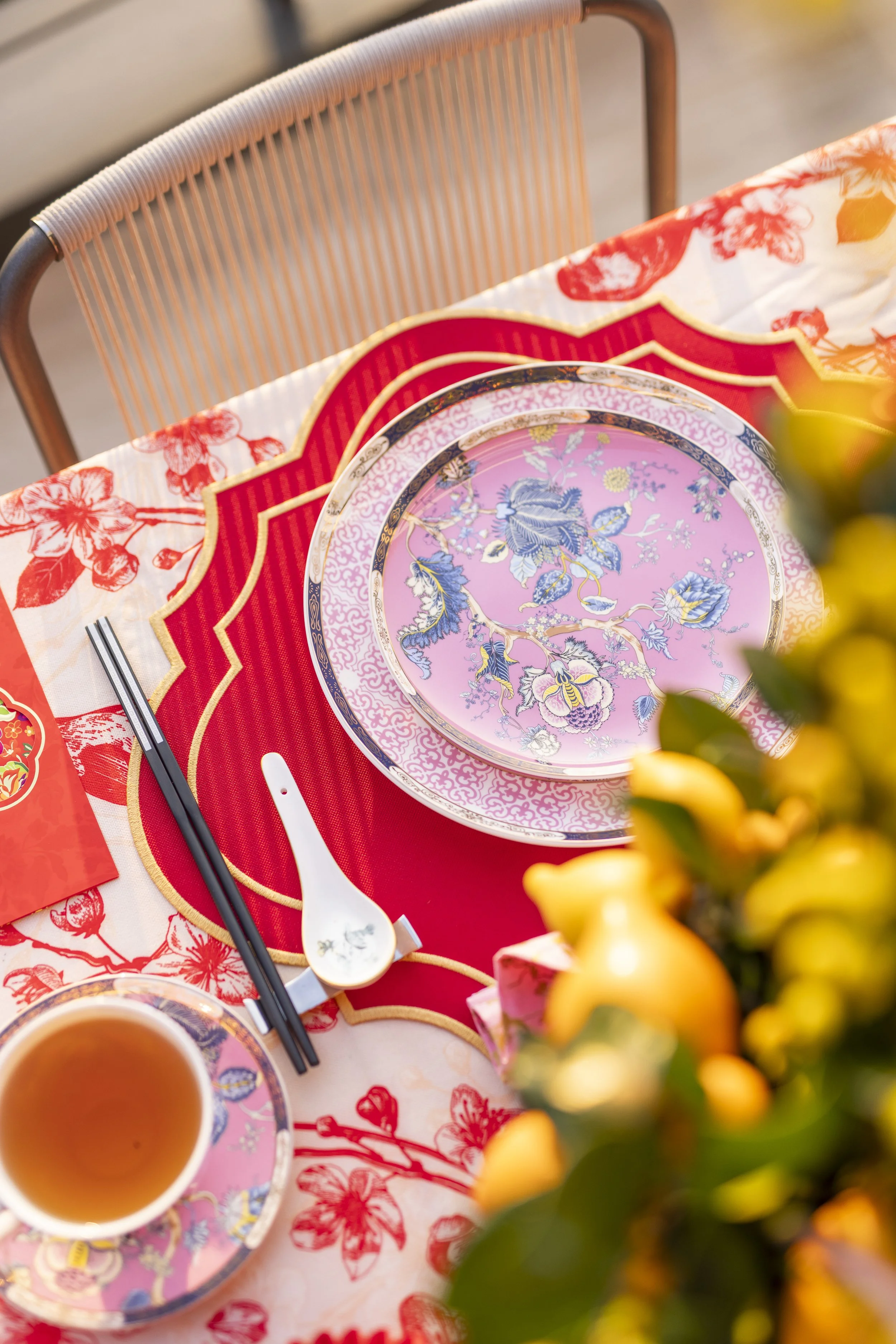 Oriental Blossom Salad Plate in Blushing Pink