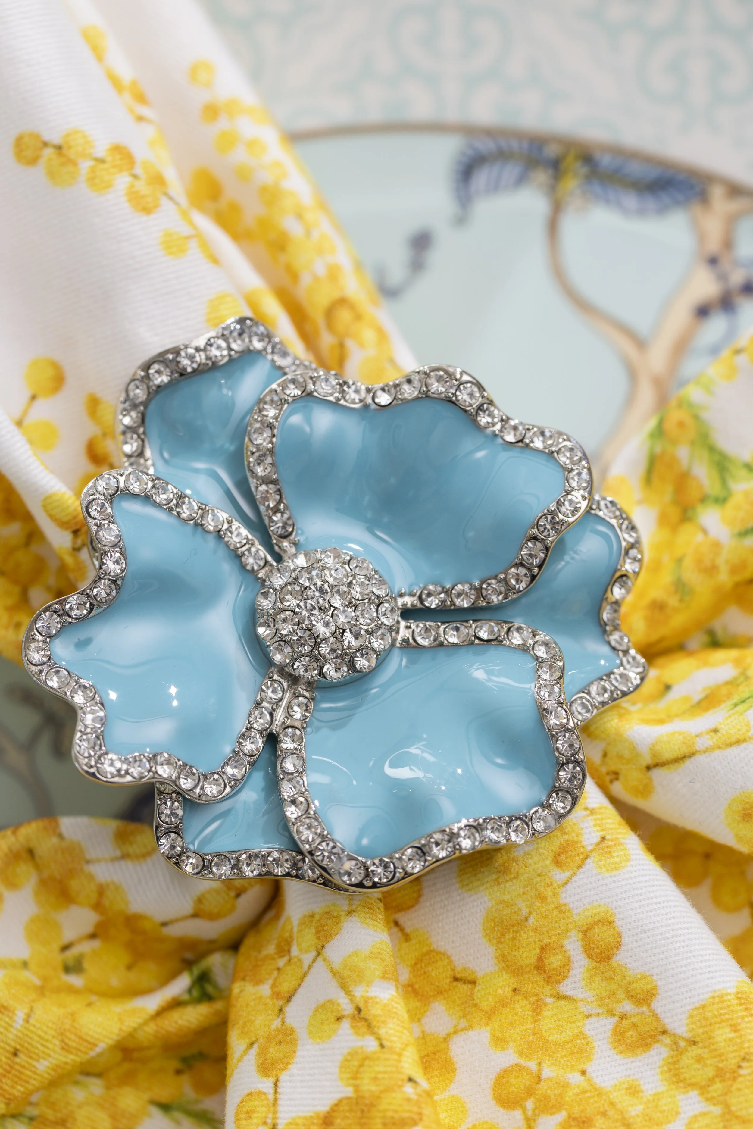 3D Flower Napkin Ring in Baby Blue Set of 4