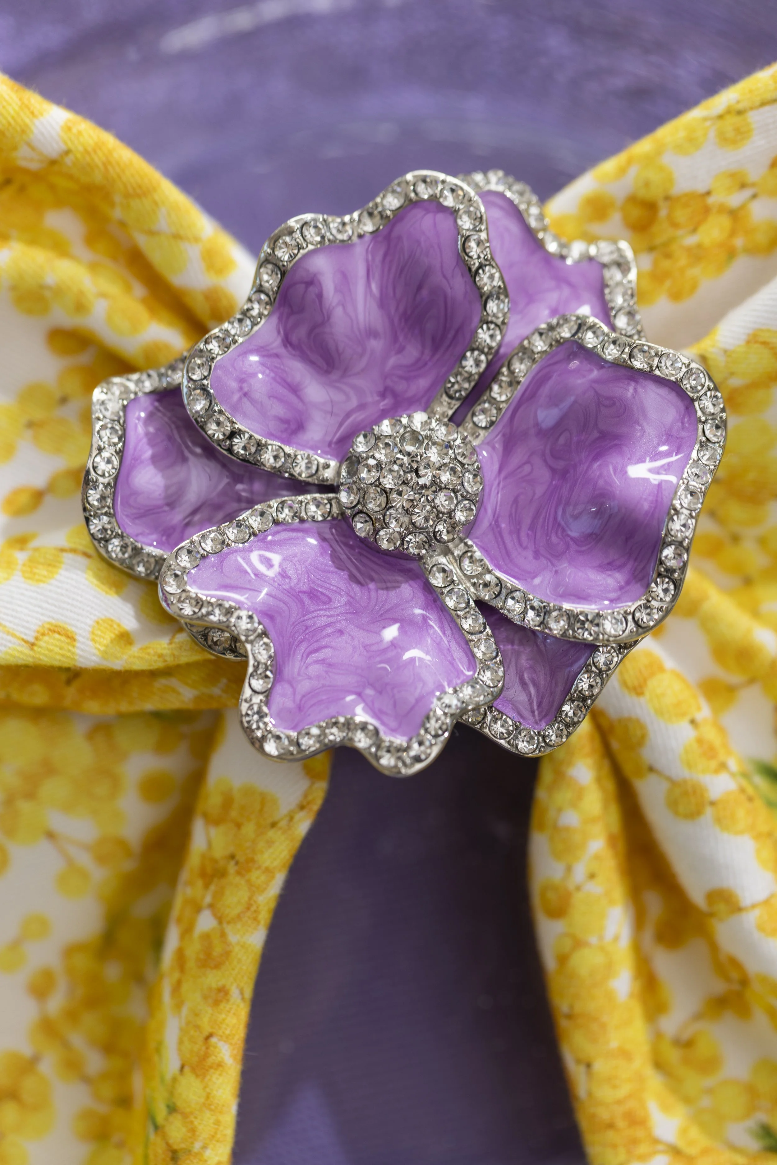 3D Flower Napkin Ring in Purple Set of 4
