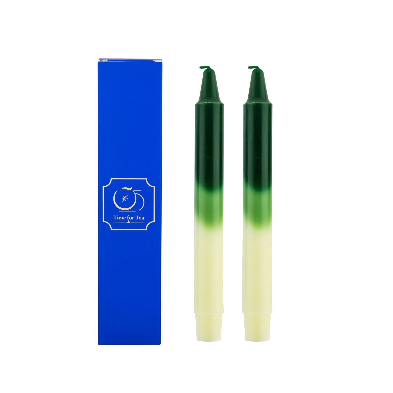 Triple colour candles in Green - set of 2