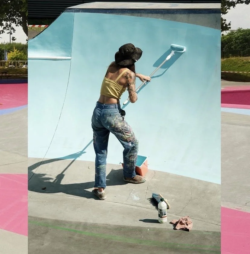 Fresque Bowl Btwin Village Decathlon par l'artiste Chloé Bernard et Akka Studio à Lille