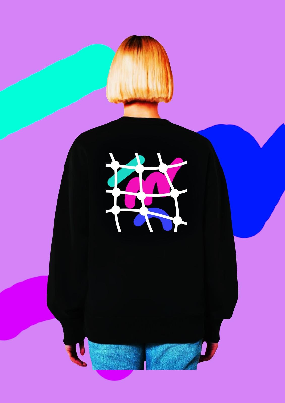 Sweat noir sérigraphié Chloé Bernard × Akka Studio