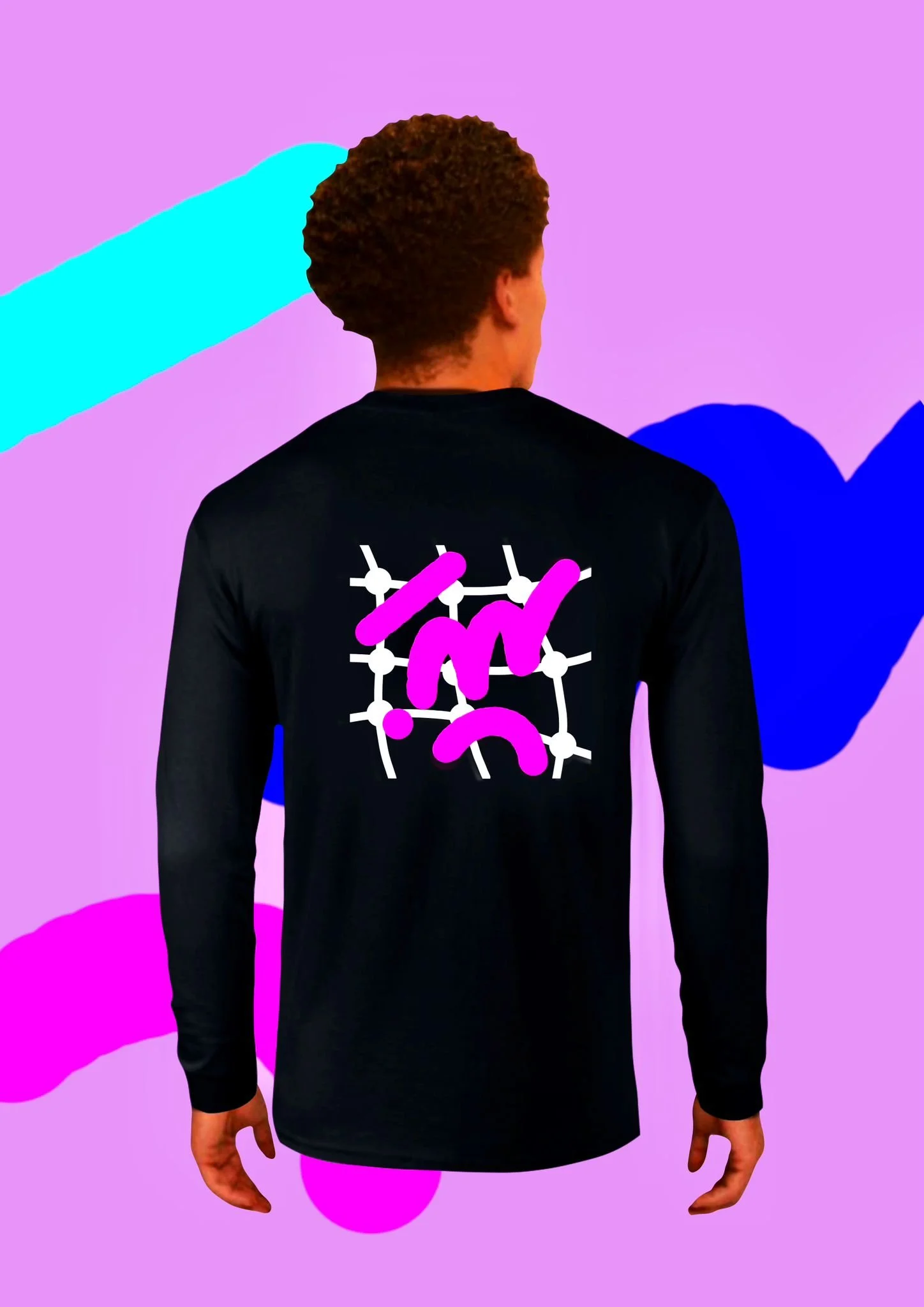 Tee-shirt noir manches longues  sérigraphié  Chloé Bernard × Akka Studio