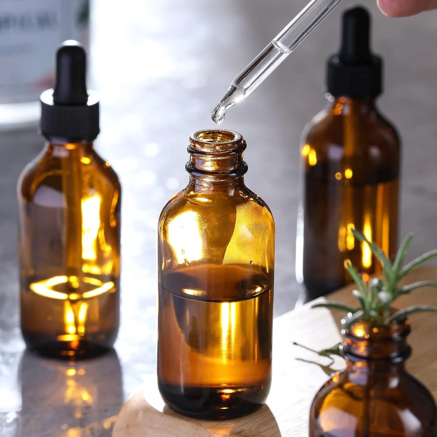 Glass Dropper Bottles. I use this to store my linseed oils for easy use! Less messy too.