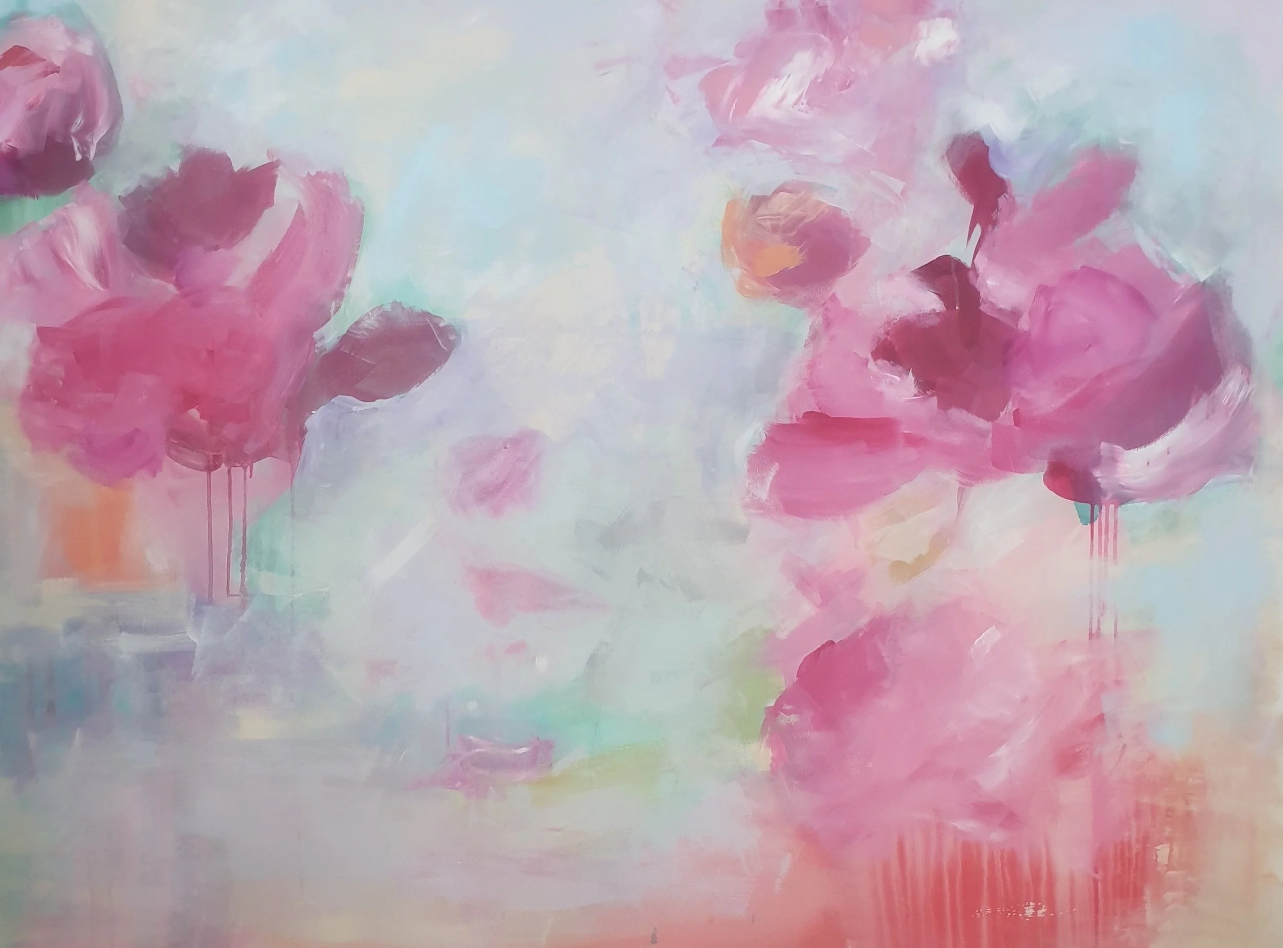 Pink abstract expressionist flows in bloom