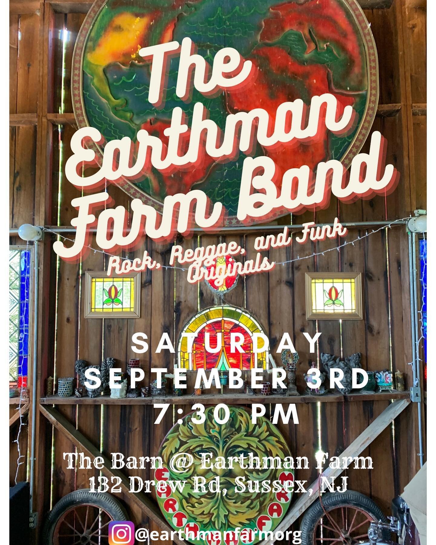 This Saturday we have the Earthman Farm Band! Rock, reggae, funk, blues, and plenty of jammin&rsquo;! Come on out! 🎶🎸🍻