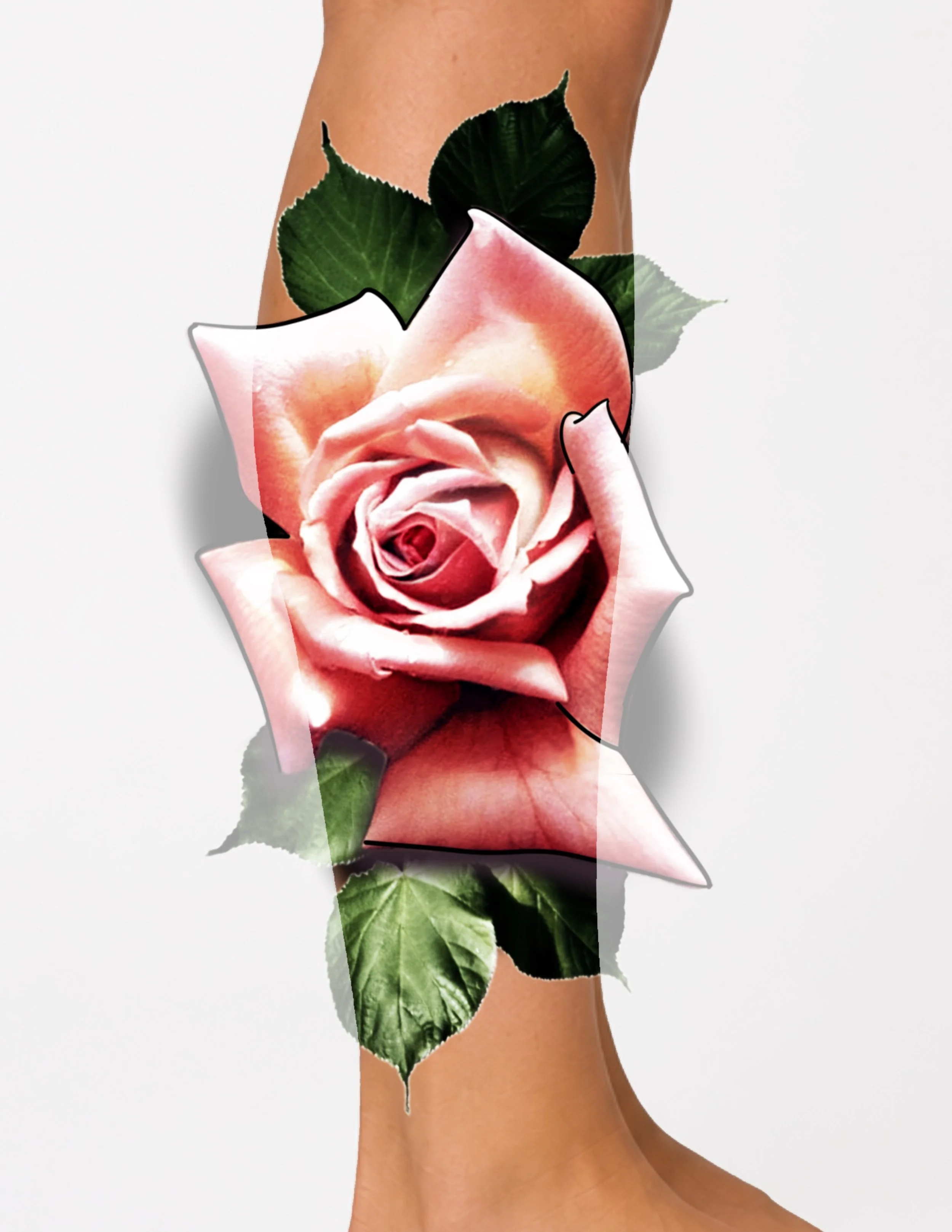 Leg sleeve arm rose color realism flower floral