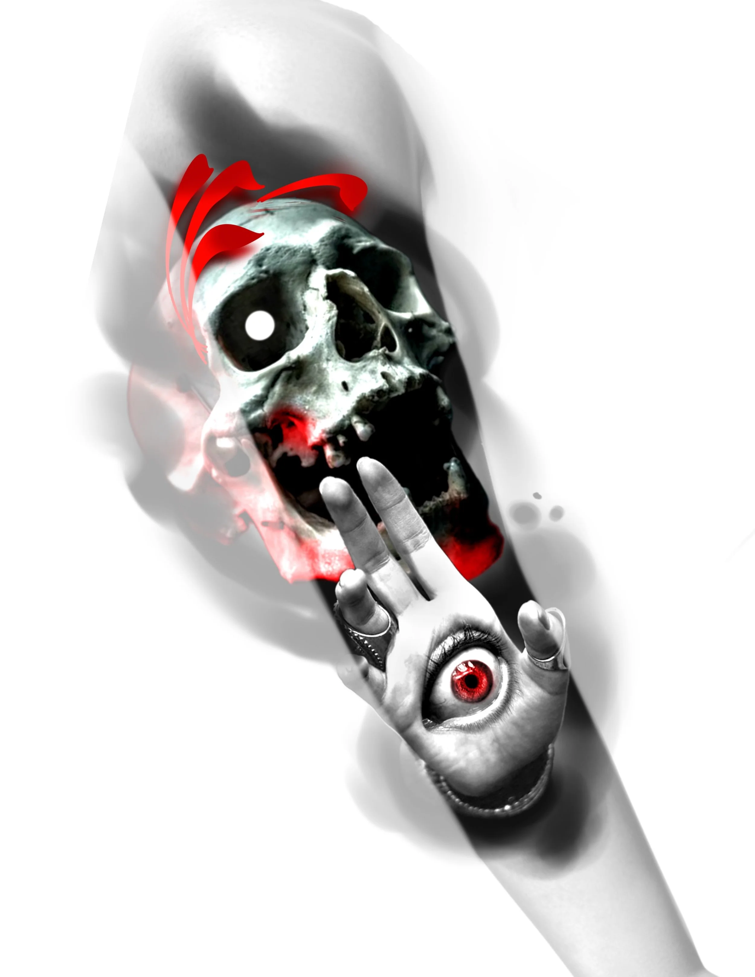 Dark sleeve horror skull Halloween eye black and red 