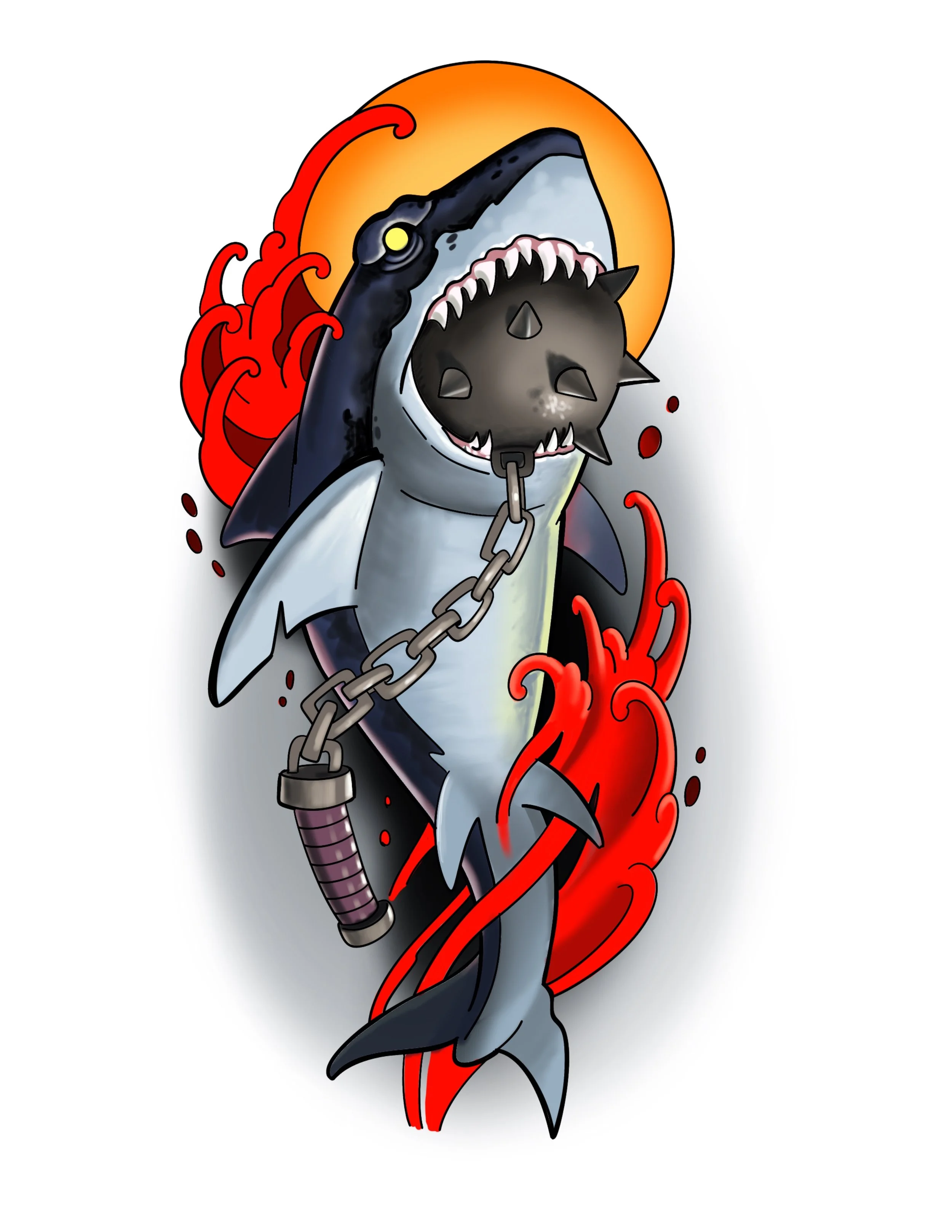 Shark attack new school color nautical 