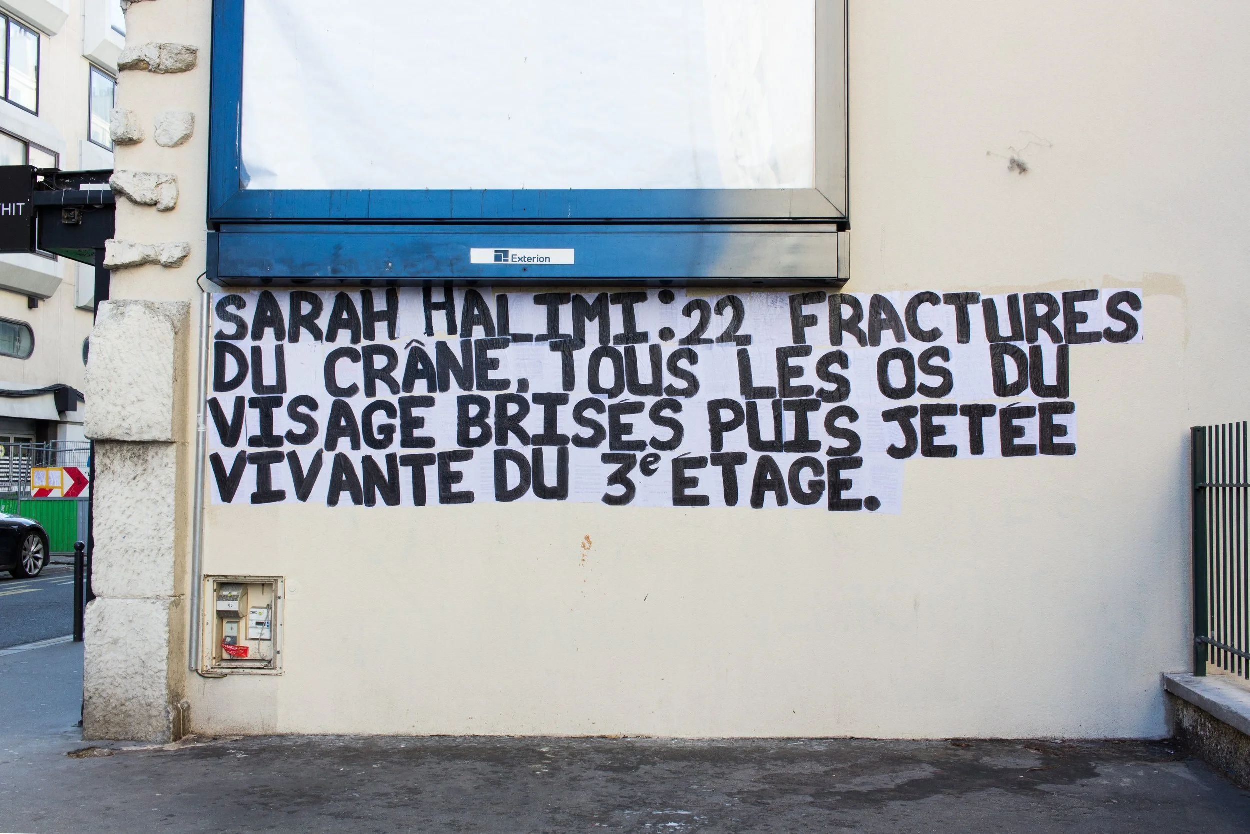 collages féminicides féministes Marguerite Stern Sarah halimi antisémitisme juifs