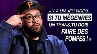 Texte humoristique sur une image d'un homme avec une casquette et des lunettes, disant : « Y a un jeu vidéo, si tu m'engènes un trans, tu dois faire des pompes ! »