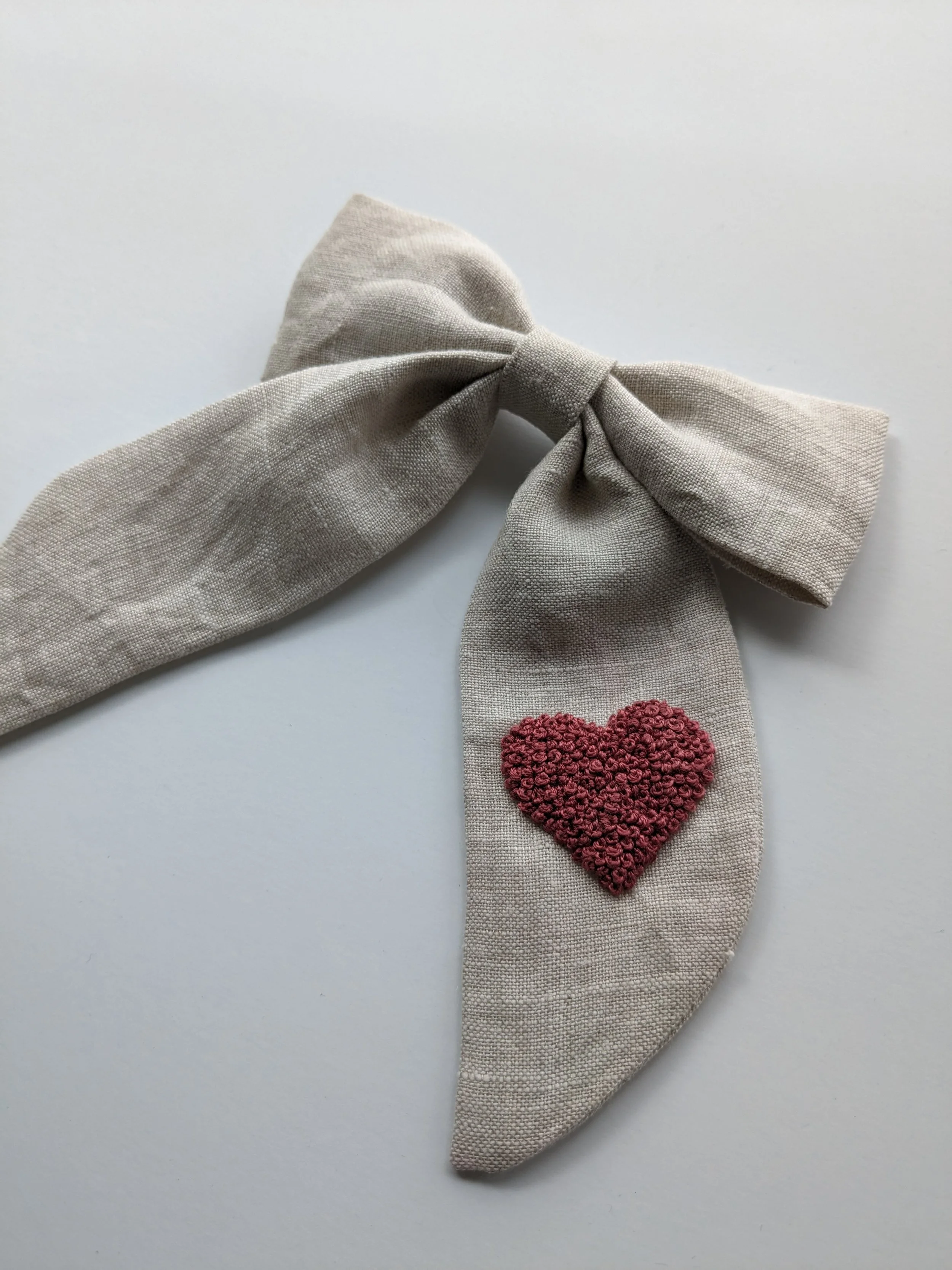 Heart Embroidered Bow