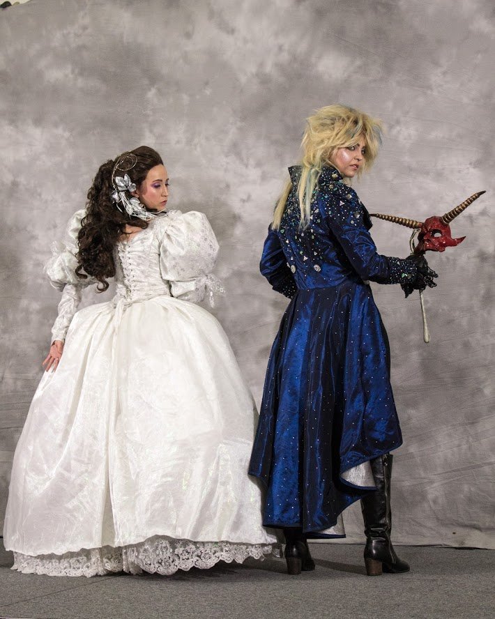 Sarah Ball Gown and Jareth Dress Coat from “Labyrinth” Modeled by Liz Todd and Heidi Schilling