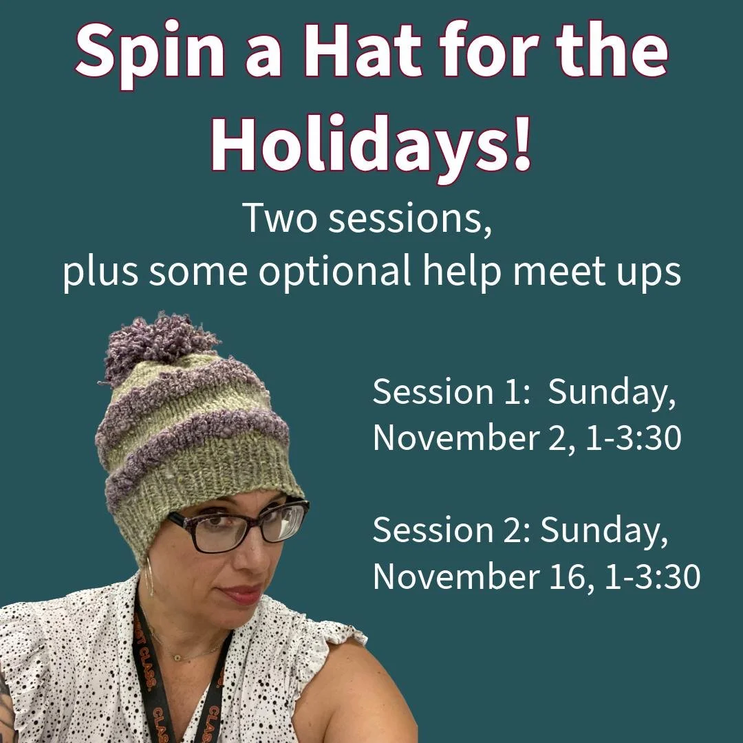 Want to make a hat for the holidays -- from spinning the yarn to finished product? 
Join us for this new class with Nelly of @fairy_tale_fibers_1 

In this two-session class we will spin and ply yarn for a specific project &mdash; a cabled hat of you