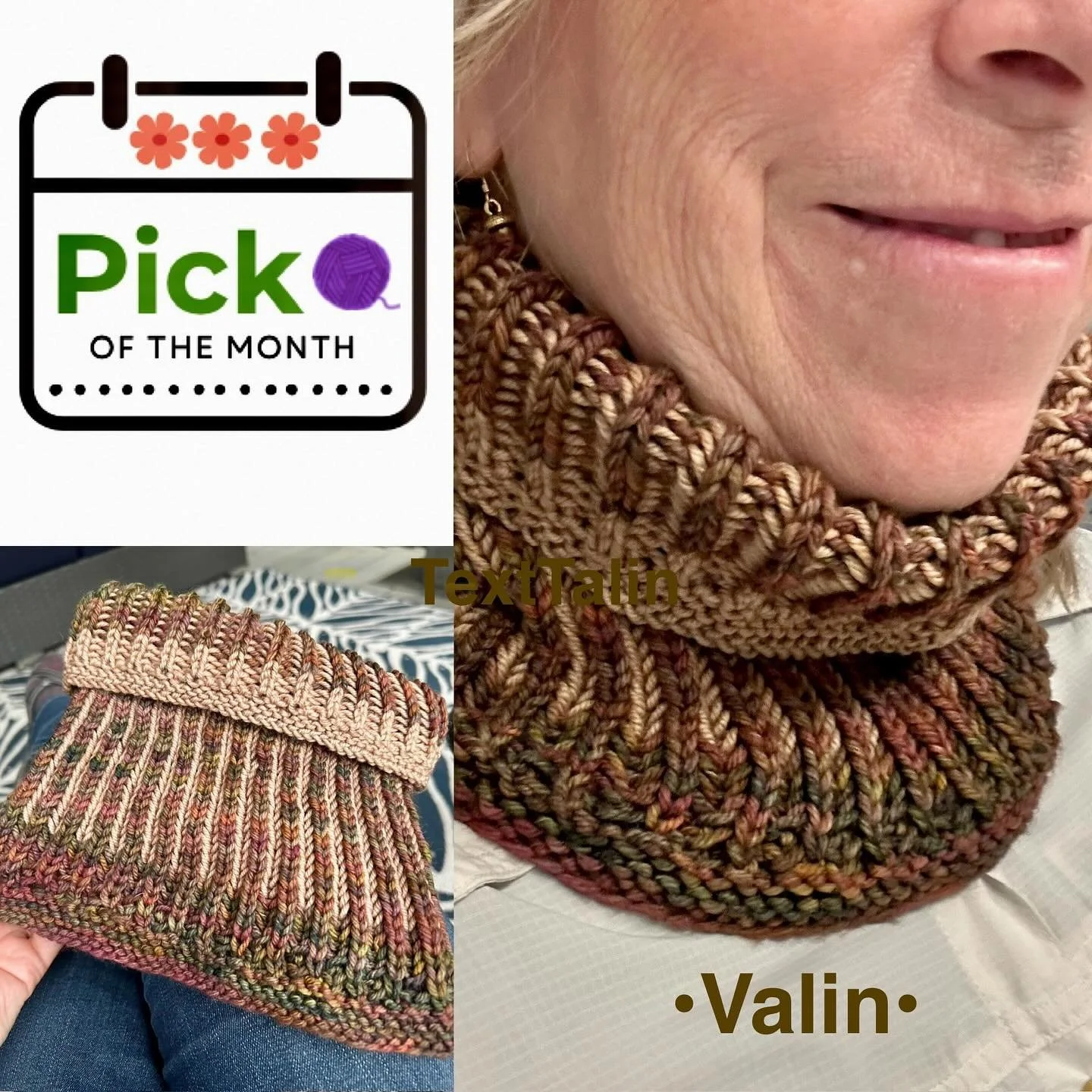 Pick of the Month, October&mdash;the Valin cowl. 🍁 

Pick of the Month is our monthly feature of a free, fun pattern that we are loving to play with&mdash;and Valin ticked all the boxes. 

Designed by Marlene Berghout as an introduction to two-color