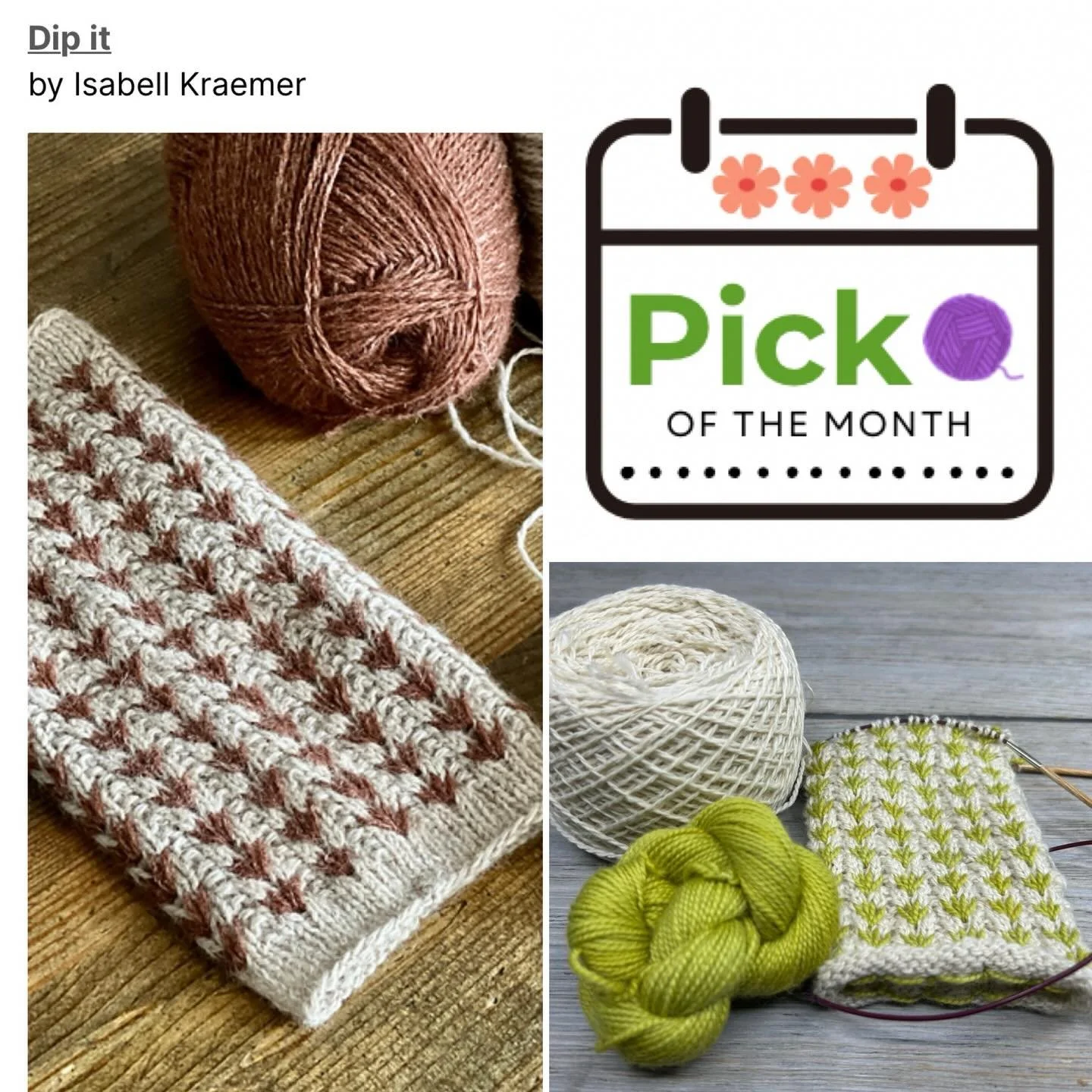 Meet our March Pick of the Month&mdash;the lovely Dip It wrist warmer by Isabell Kraemer! 🤎

Pick of the Month is our monthly highlight of a free pattern that we&rsquo;d love to make-a-long with you. 

And this month&rsquo;s pick was an easy one&mda