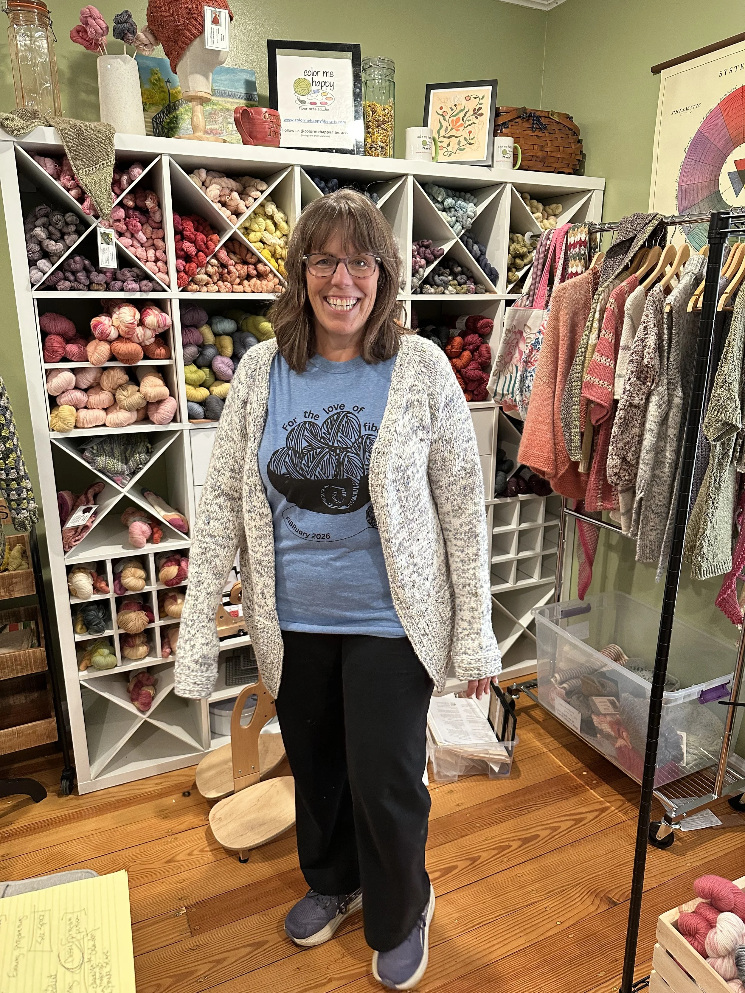 Michelle wearing the heavy cotton sweater