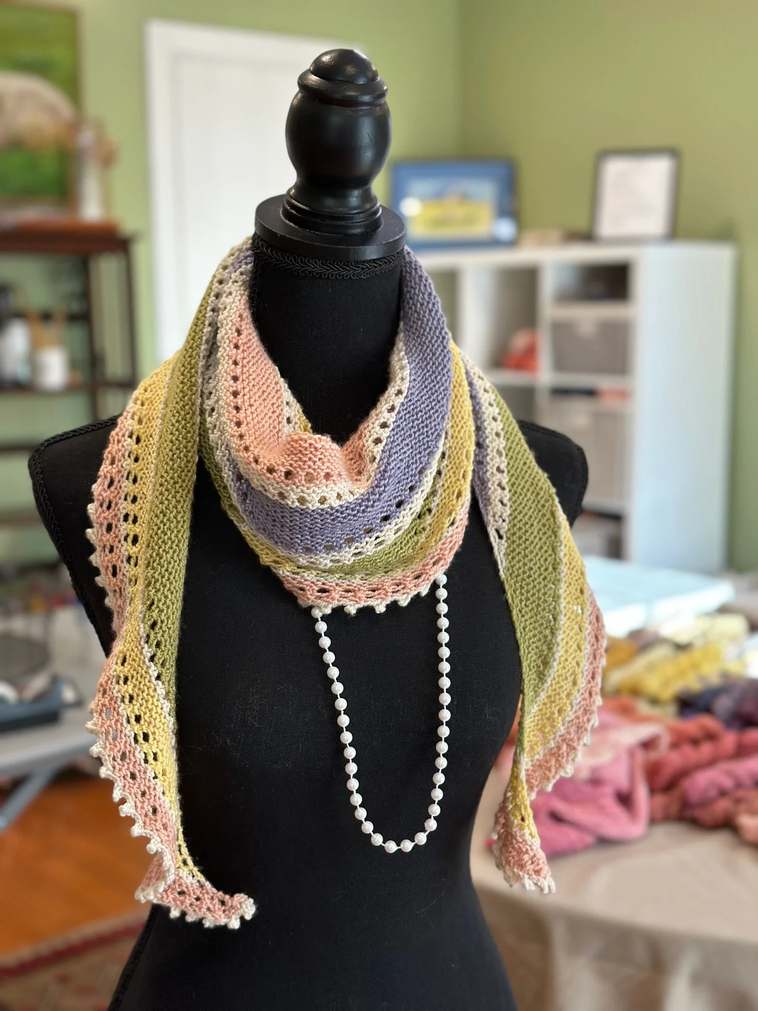 It's a Spring Fling shawlette--5 mini skeins (free pattern!)