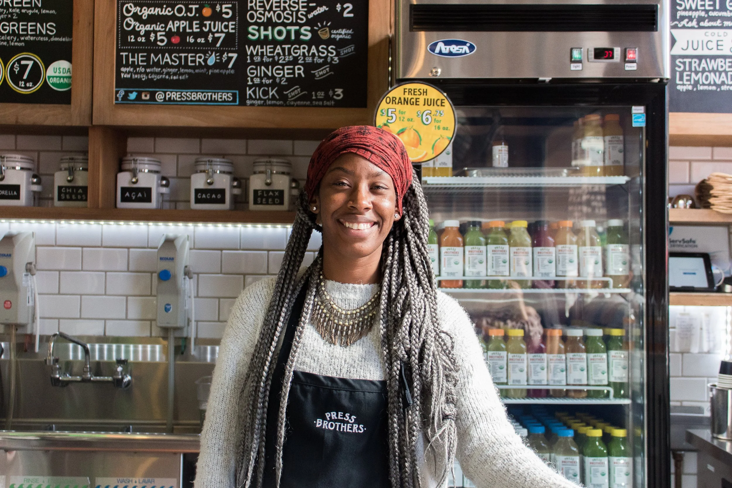 the woman in press brothers juicery
