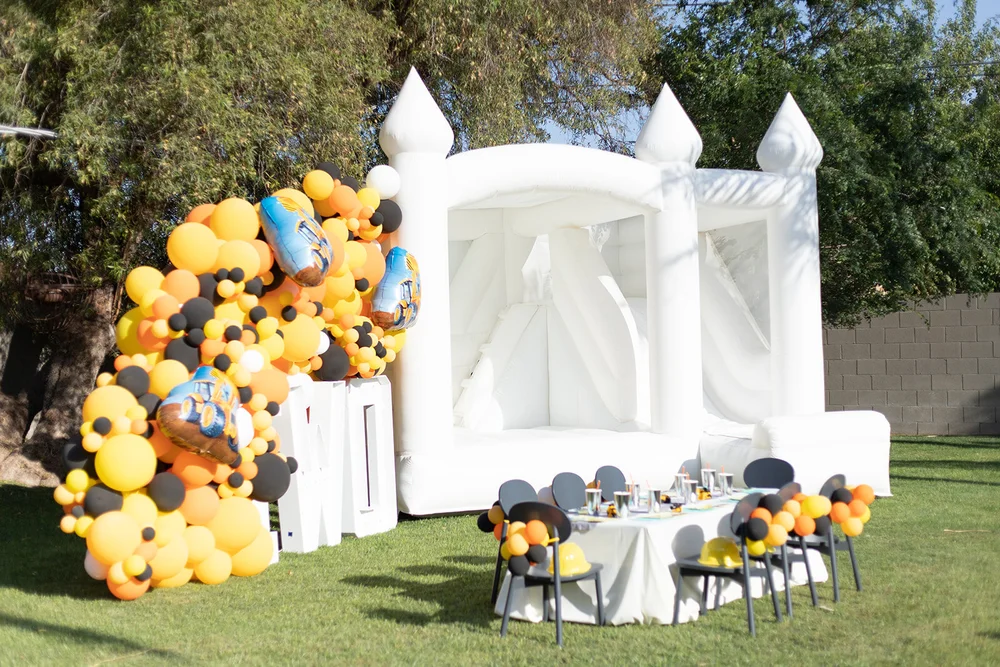 The Combo - White Bounce House with Slide Rental — Inflate Louisville