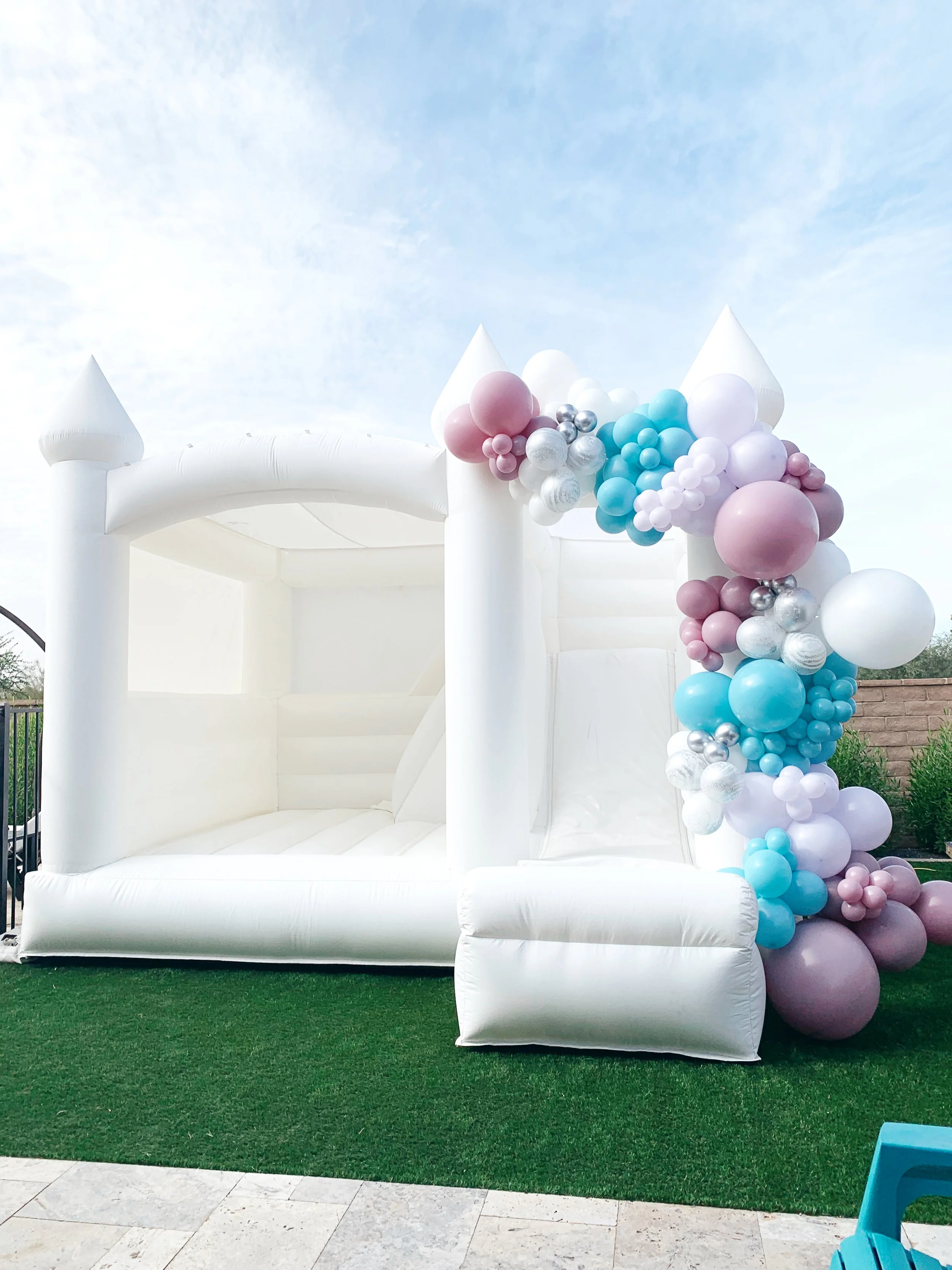 The Combo - White Bounce House with Slide Rental — Inflate Louisville