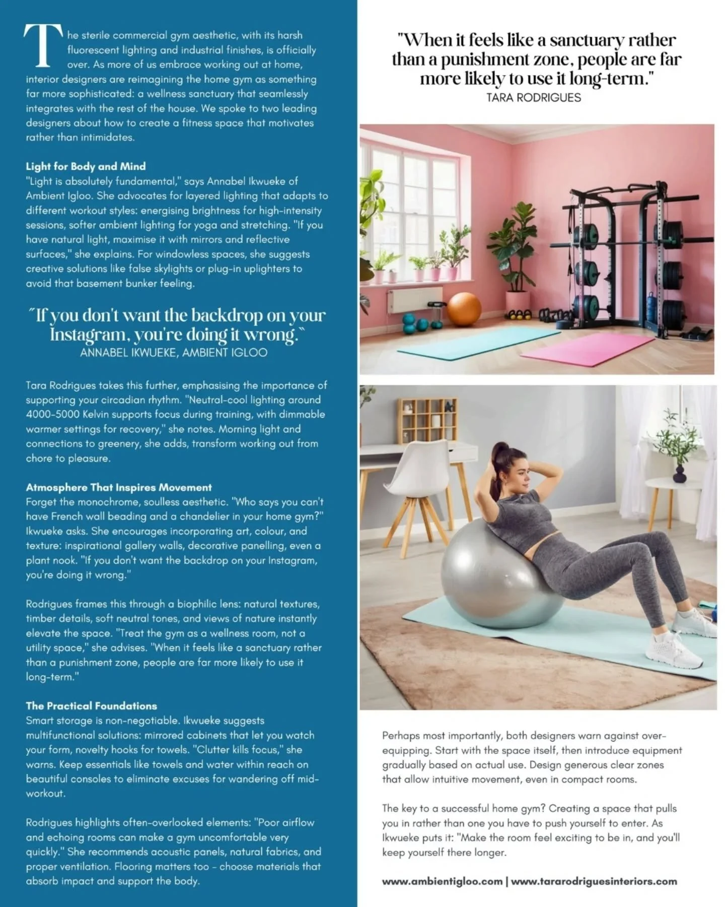 Our latest feature in @ealinglivingmagazine.

I am enjoying the home gym questions coming in as we start this new year motivated to get physically fit, and also to have a place to work on mental health and meditation.

If you need support designing y
