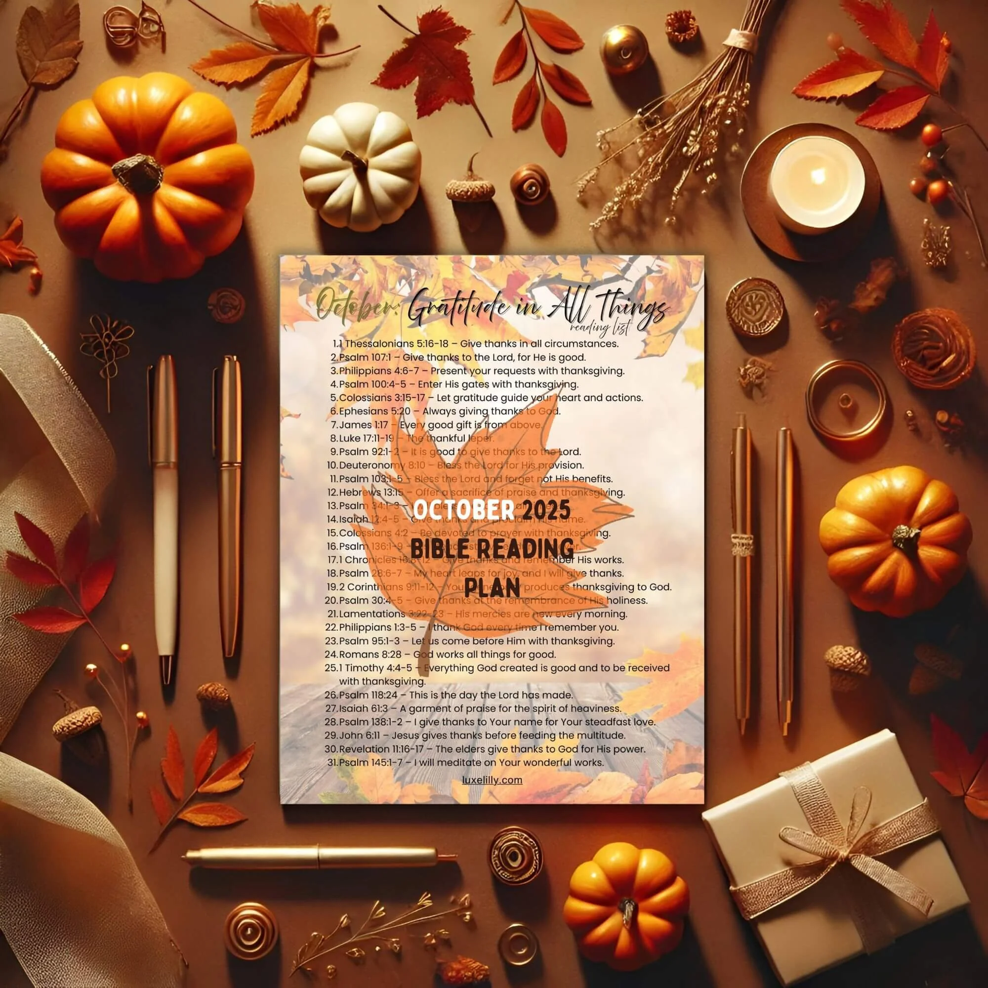 October Gratitude in All Things 2025 Bible Reading Plan