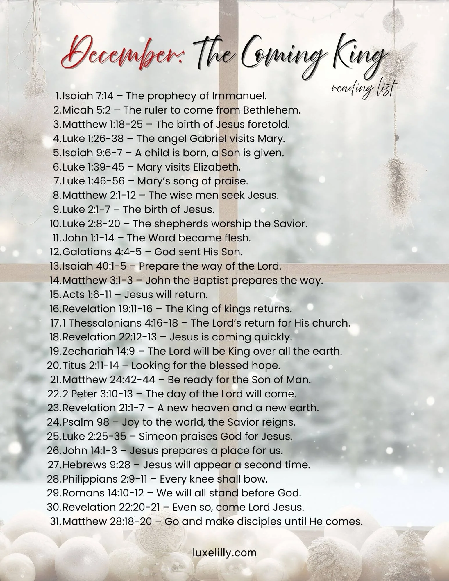 Prepare Your Heart: December 2025 Bible Reading Plan on Christ’s Coming ...