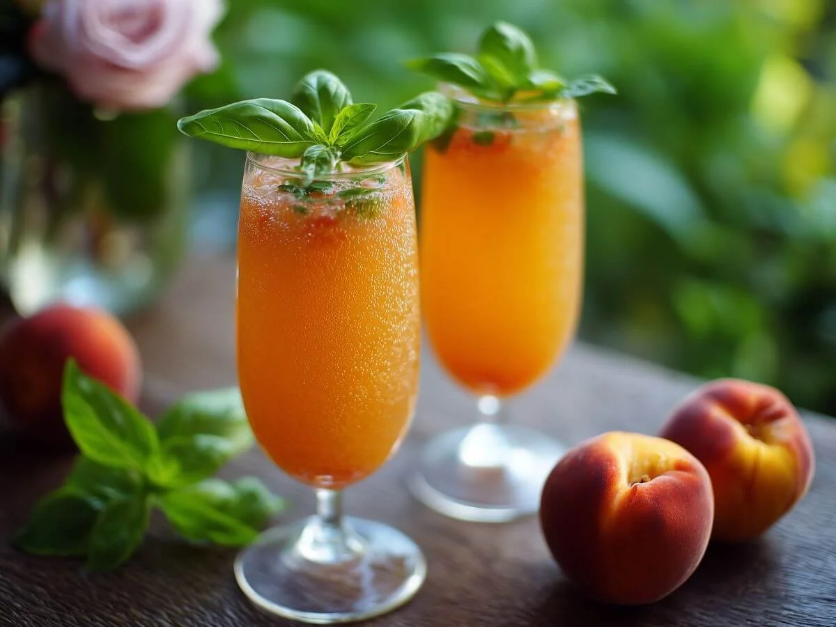 Peach Basil Bellini Cocktail for Bridal Summer Garden Parties — Lilly & Co.