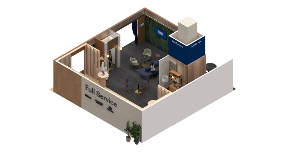 Full Service Booth Dollhouse Rendering