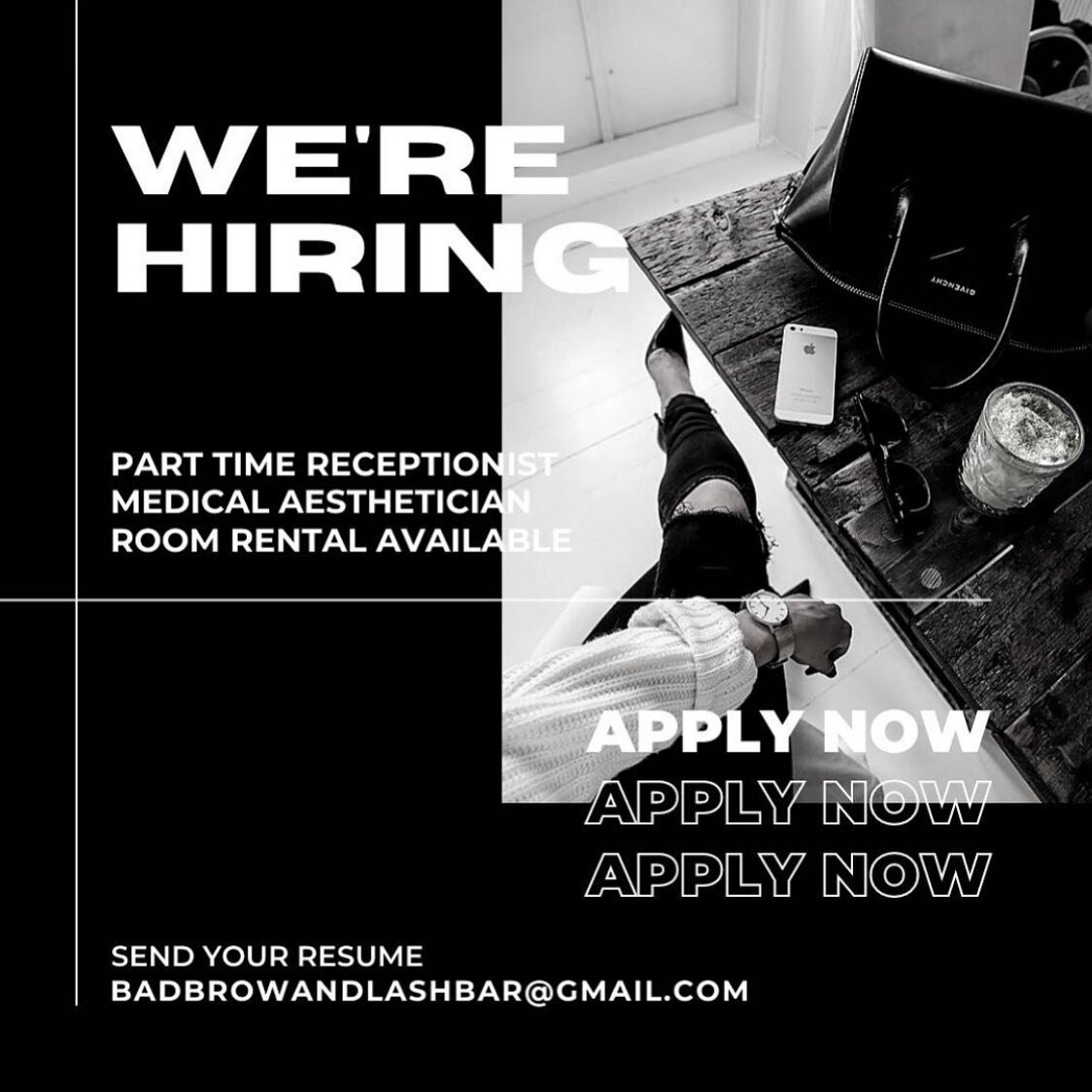We&rsquo;re Growing! 

Expanding our team and we have 2 positions available.

Medical Aesthetician

&bull; Laser knowledge or willing to be trained
&bull; Diploma in medical aesthetics or esthetics 
&bull; Experience with laser, chemical peels, derma