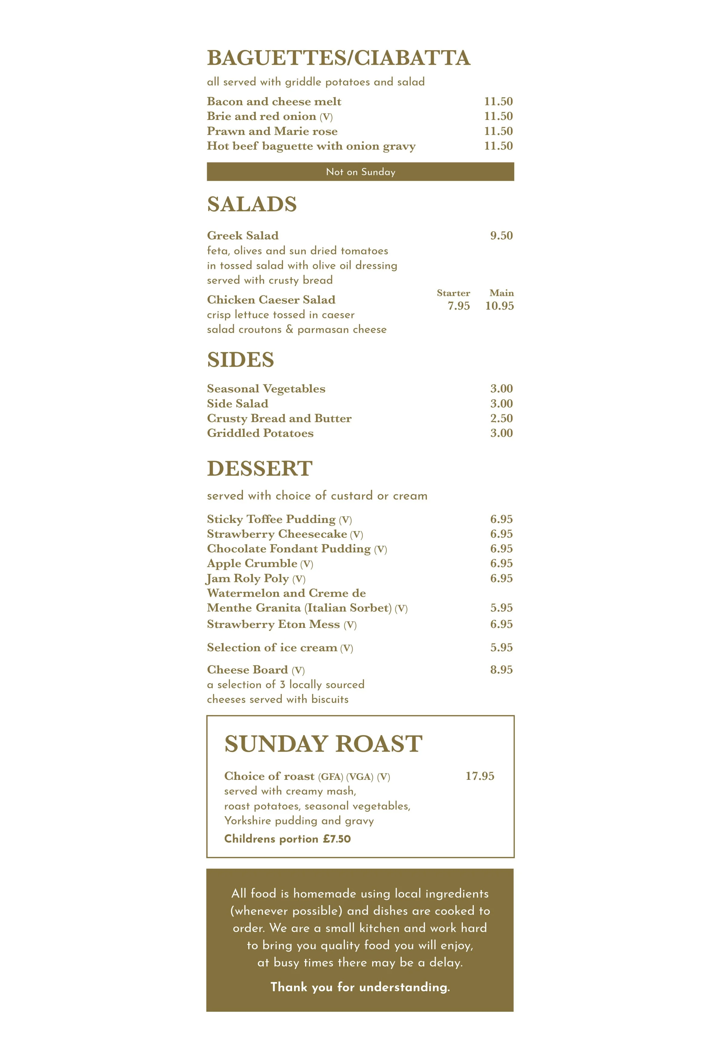 Menu — Pack Horse Inn