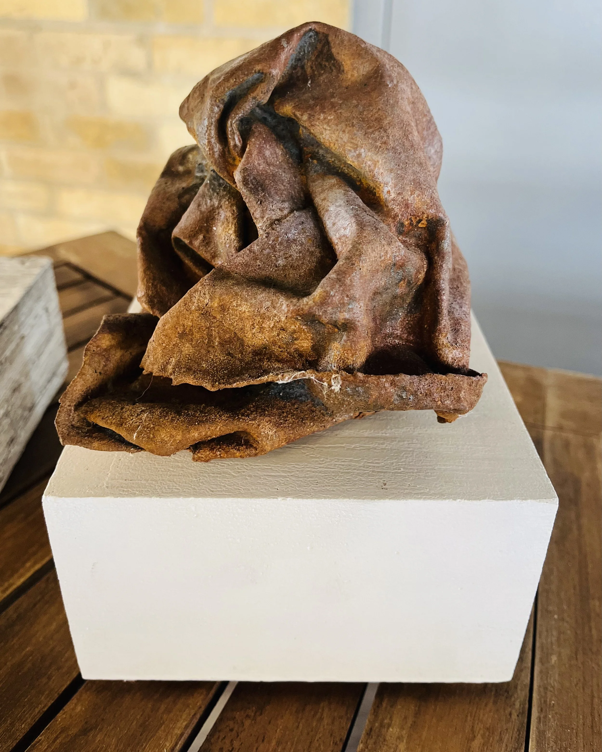 Canvas/iron paint/rock salt/plaster
