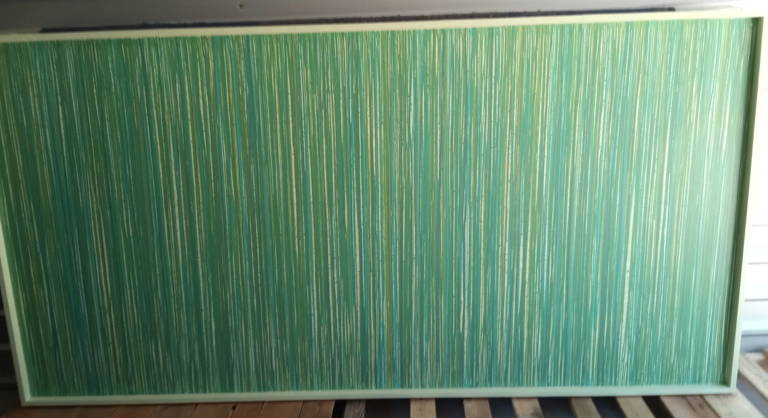 Wood panel/latex paint: 97.5"x49.5"