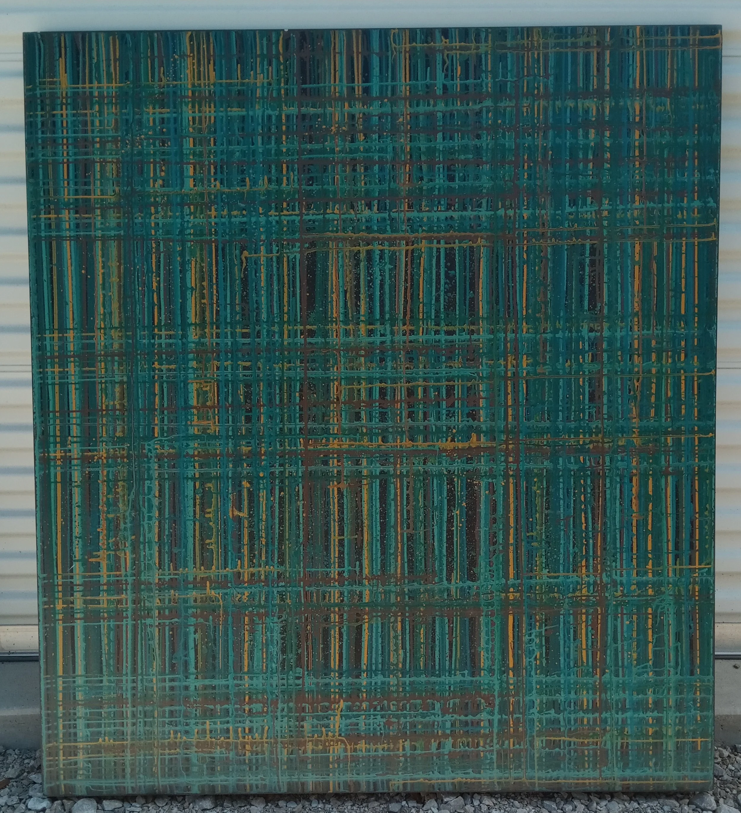Wood/latex paint: 43"x48"