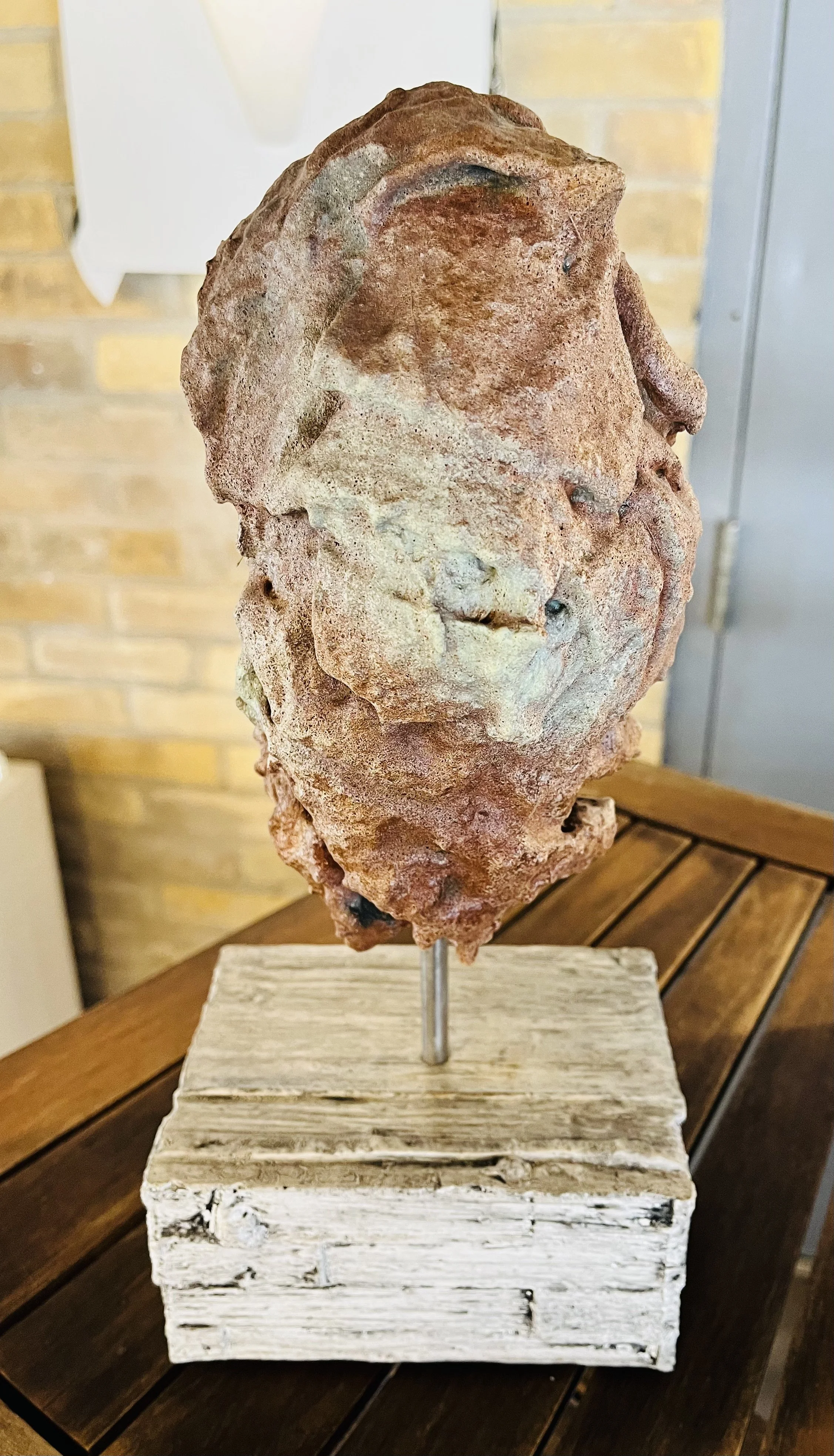 Canvas/iron paint/rock salt/plaster