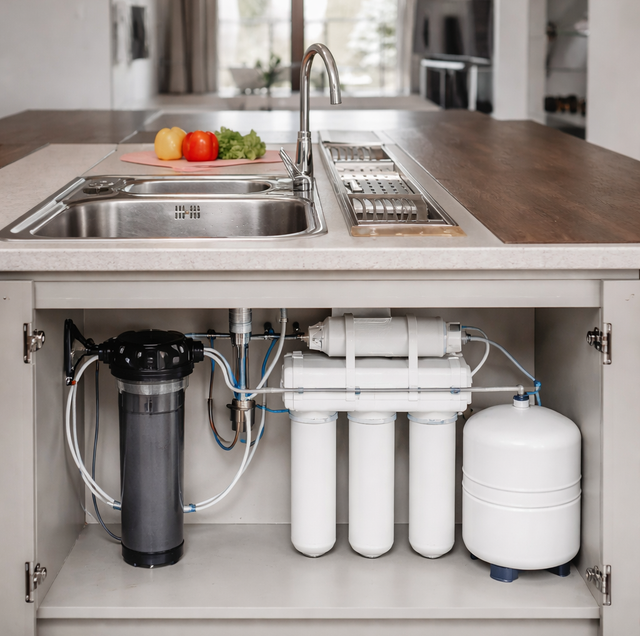 under-sink reverse osmosis system with carbon filter canisters
