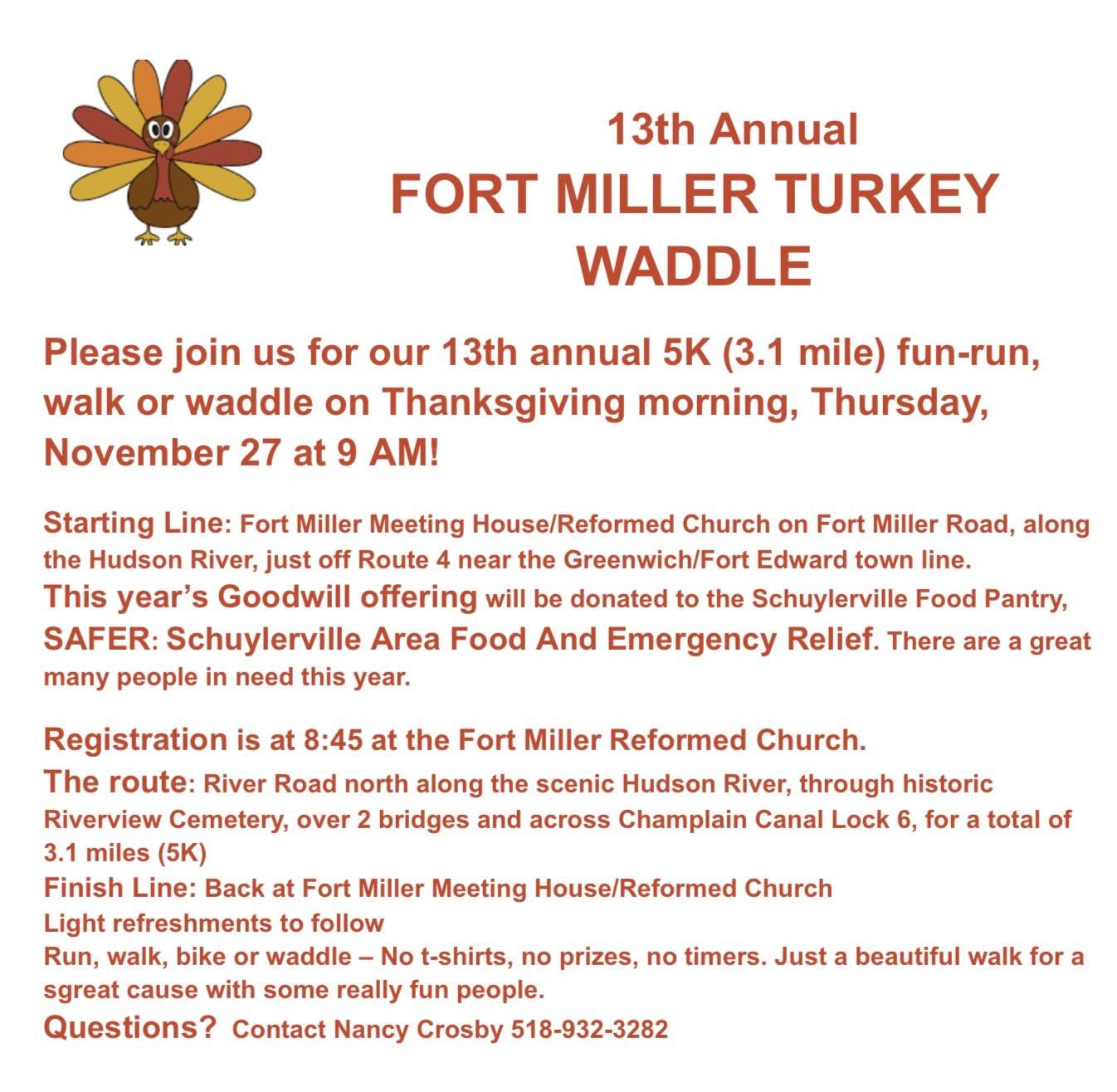 13th Annual Fort Miller Turkey Waddle @ Fort Miller Meeting House/Reformed Church