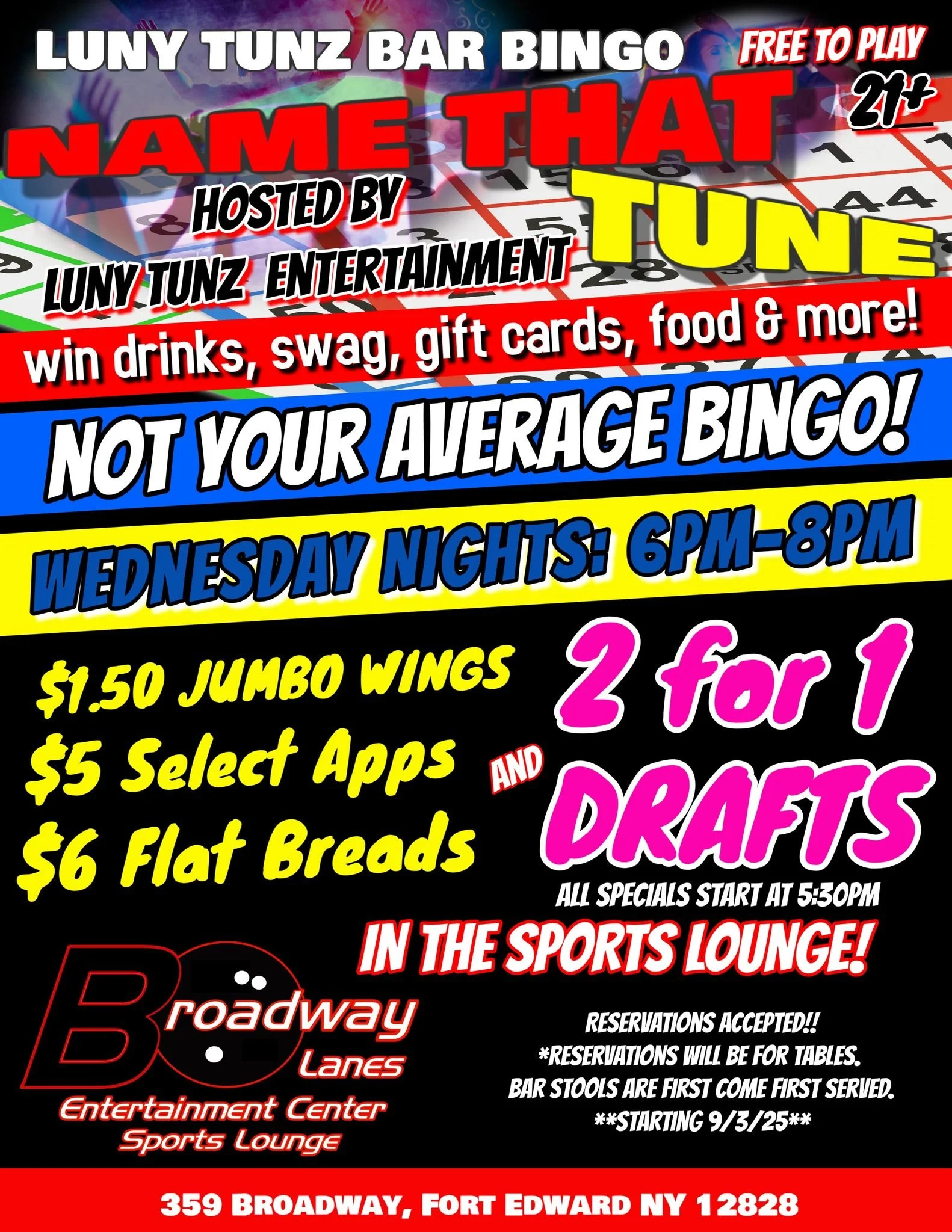 Bar Bingo w/Luny Tunz @ Broadway Lanes
