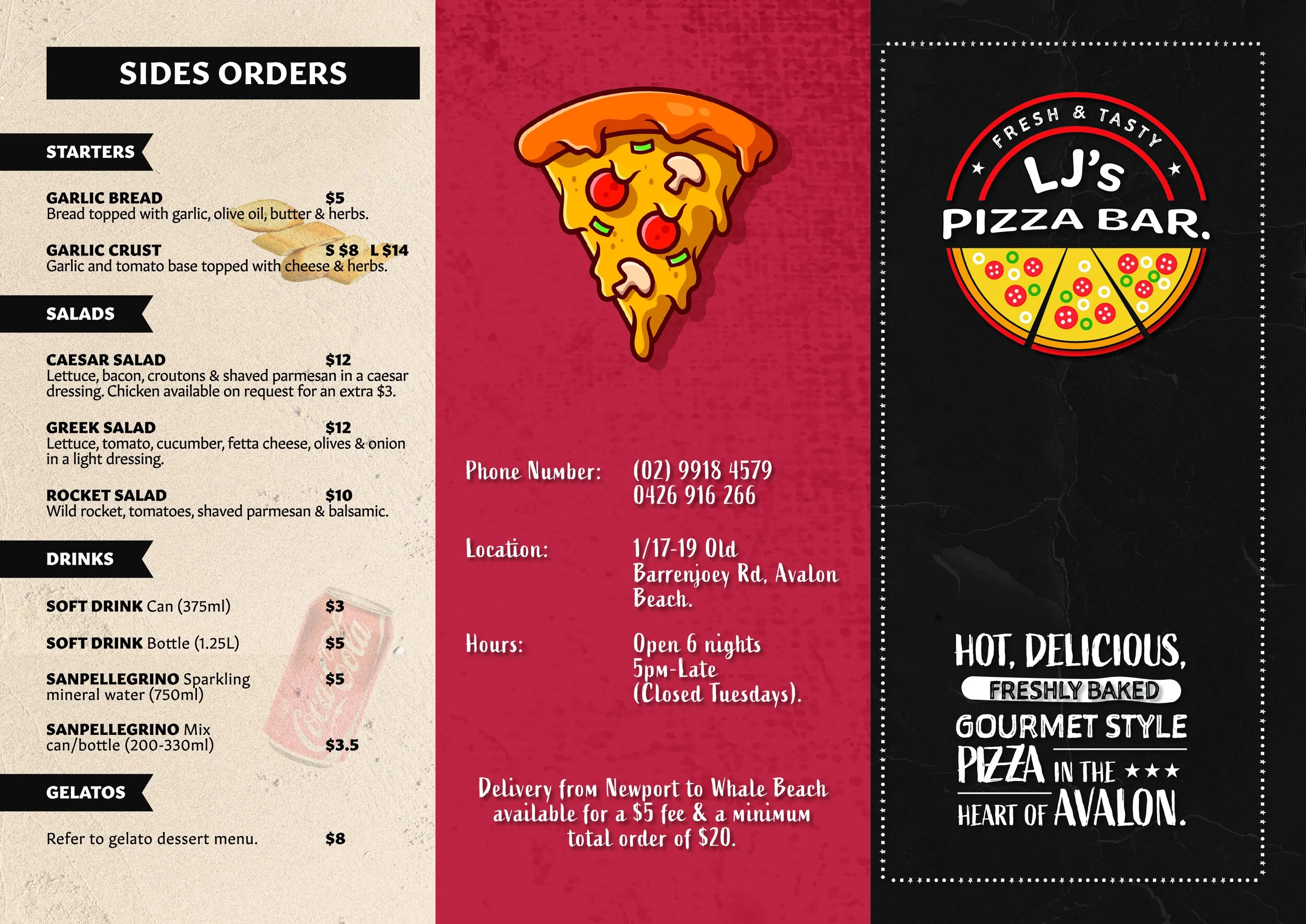 Menu — Lj's Pizza Bar