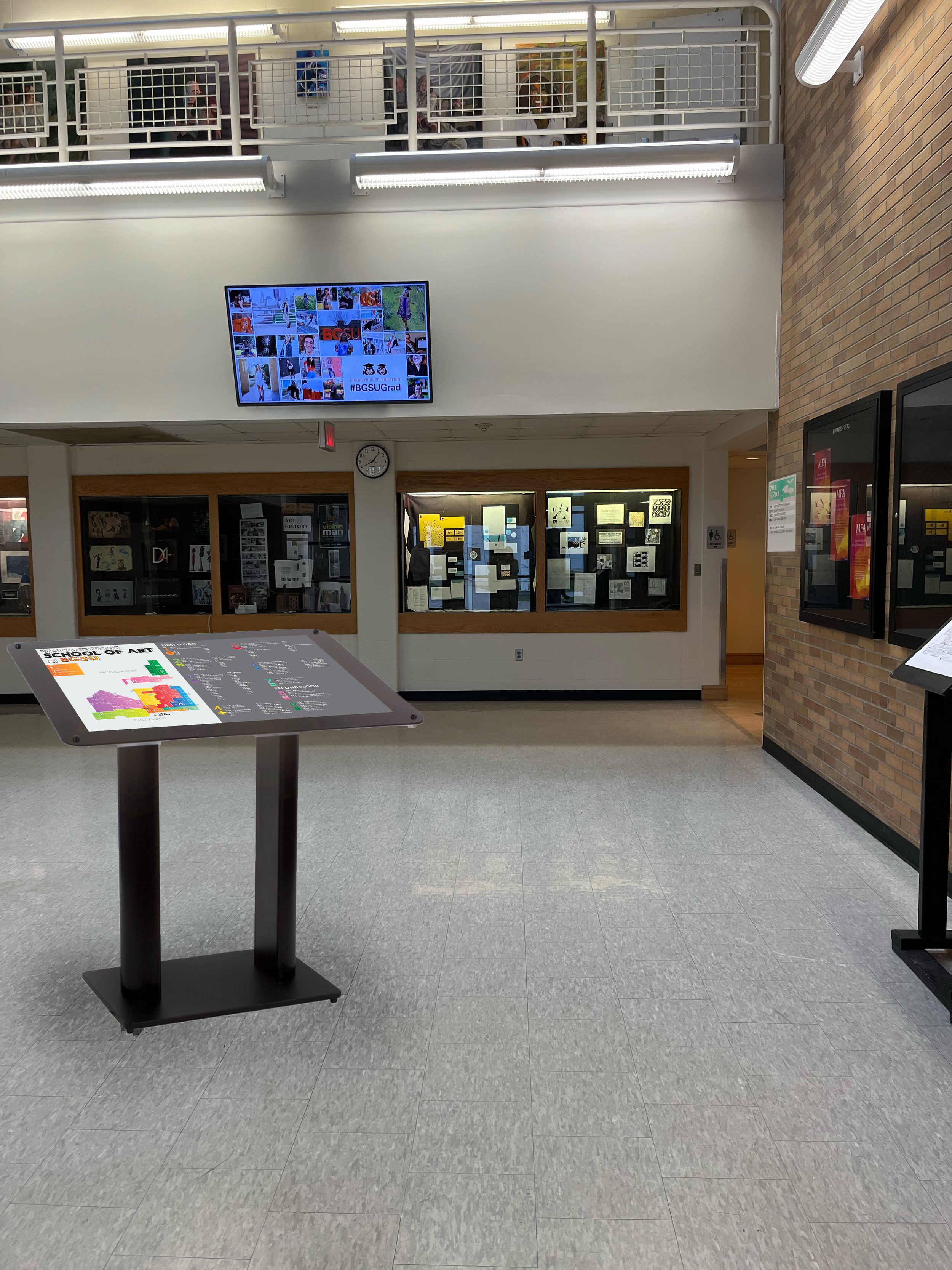 A mockup of the map stand that would greet all visitors that came through the front doors of the art building.