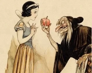 Early Snow White and the Witch with her poisoned apple