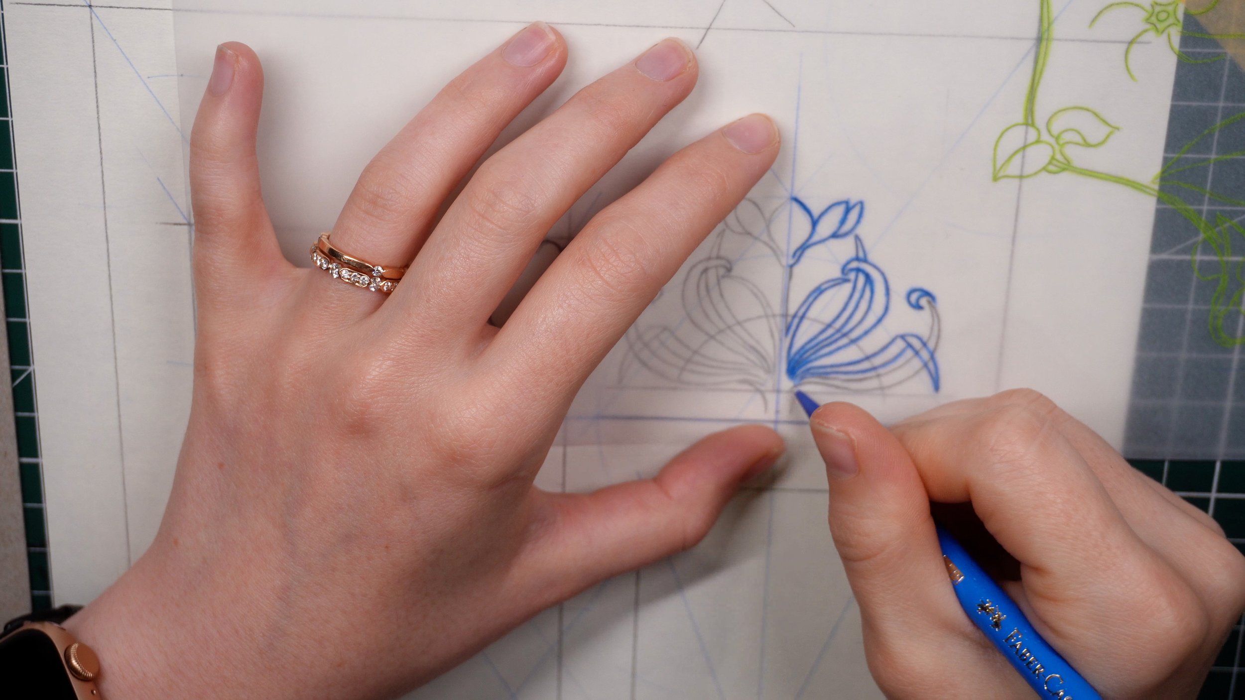 Nature Drawing and Design Plate XII - 2/5 - Drawing the Top Right Ornament